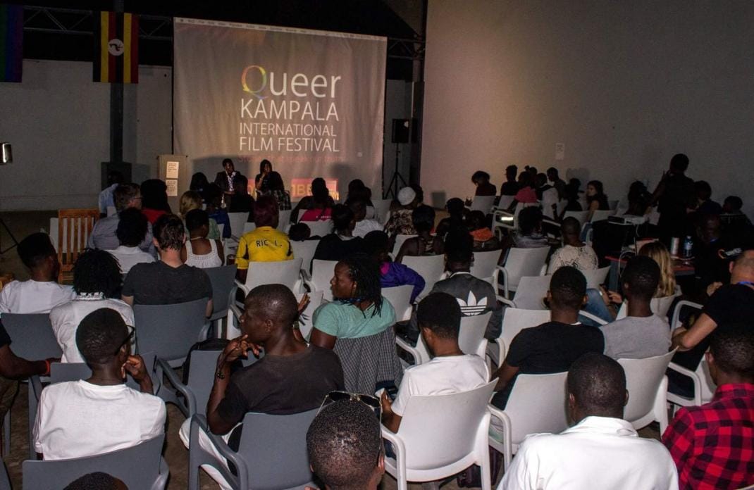 The sold-out opening night of the 2017 Queer Kampala International Film Festival; police raided and forcibly closed the festival on December 9, 2017. (© 2017, Queer Kampala International Film Festival)