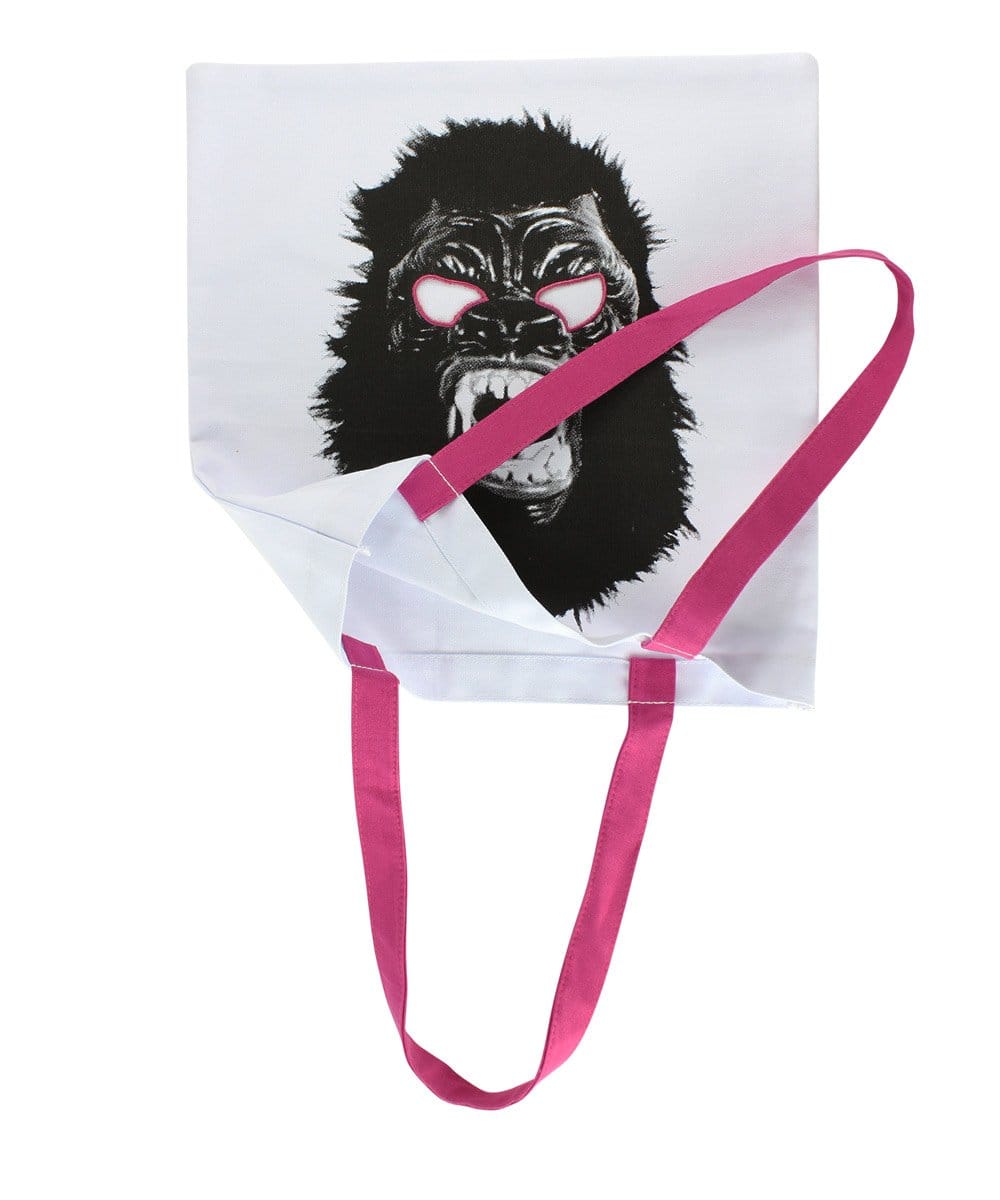 Guerrilla Girls tote and gorilla mask (via thirddrawerdown.com)