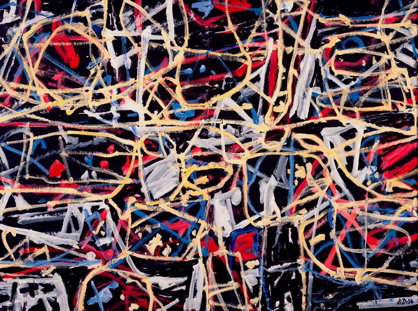 Jean Dubuffet, "Fluence," (November 19, 1984), acrylic on canvas-backed paper, 39 1/2 x 52 3/4 in (photo by Ellen Page Wilson, courtesy Pace Gallery; © 2013 Jean Dubuffet/Artists Rights Society/ARS, New York / ADAGP, Paris)