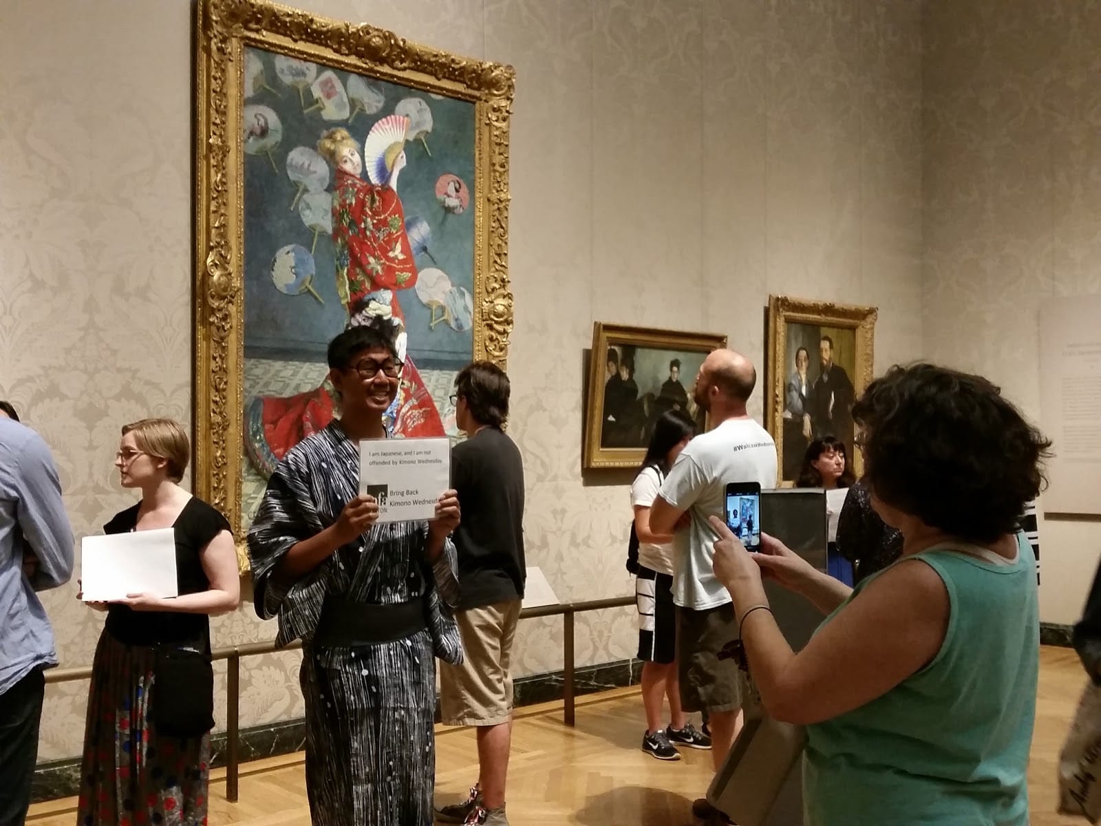 A counter-protester at the "Kimono Wednesdays" protests in July 2015 at the Museum of Fine Arts, Boston (via japaneseamericaninboston.blogspot.com)