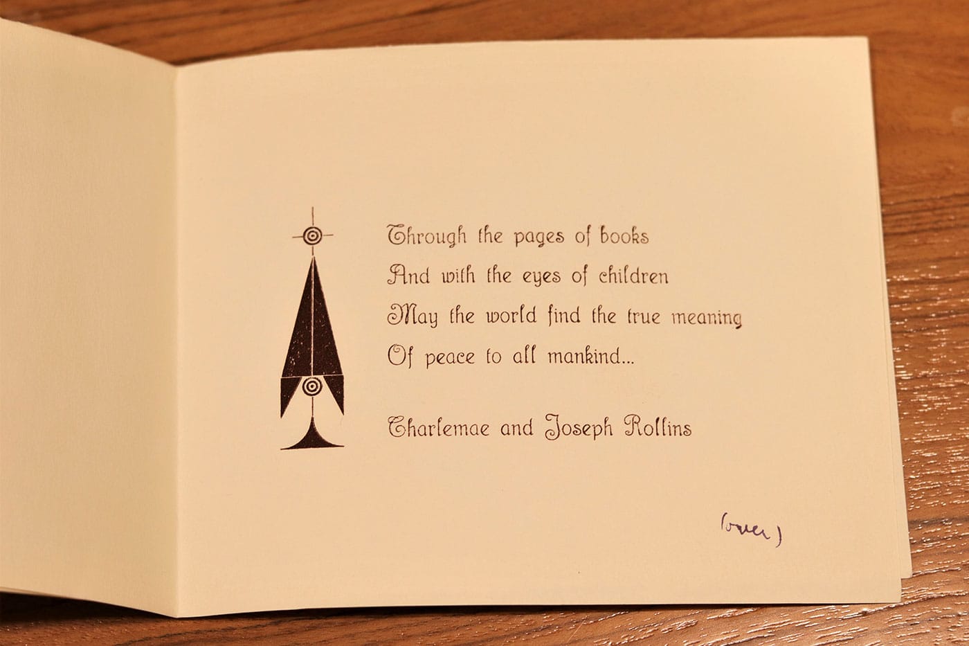 Card sent to Langston Hughes from Charlemae Rollins (courtesy Beinecke Rare Book and Manuscript Library, Yale University)