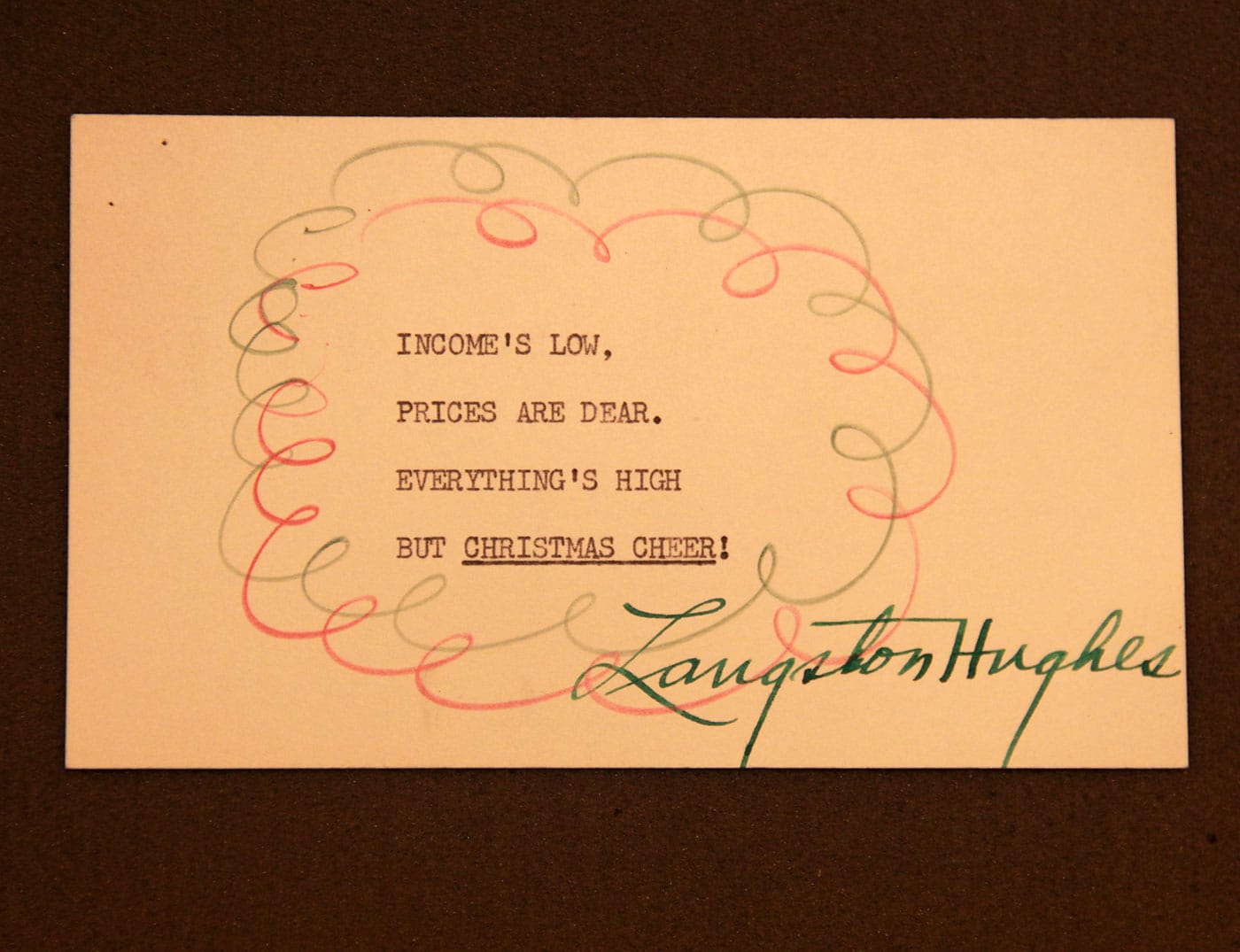 Langston Hughes 1950 typewritten poem (courtesy Beinecke Rare Book and Manuscript Library, Yale University)