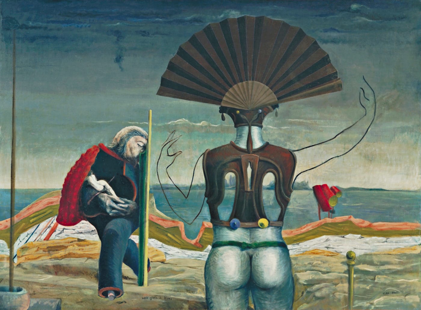 Max Ernst, "Woman, Old Man, and Flower" ("Weib, Greis und Blume," 1923/1924), oil on canvas, 38 x 51 1/4, the Museum of Modern Art, New York, purchase, 1937 (photo by Kate Keller, © 2017 Artists Rights Society/ARS, New York / ADAGP, Paris)