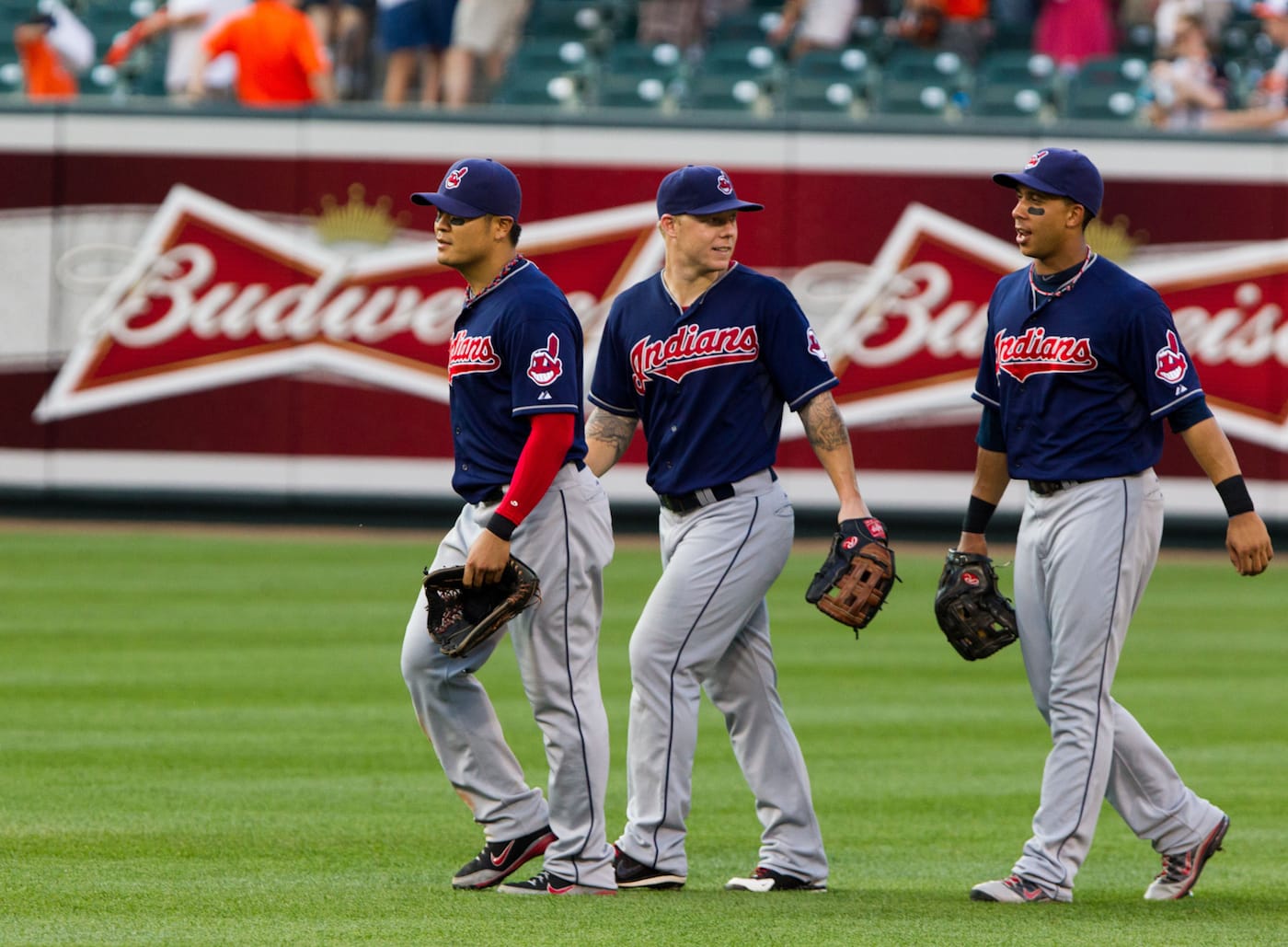 The Chief Wahoo logo as it appears on Cleveland Indians uniforms (photo by Keith Allison/Flickr)
