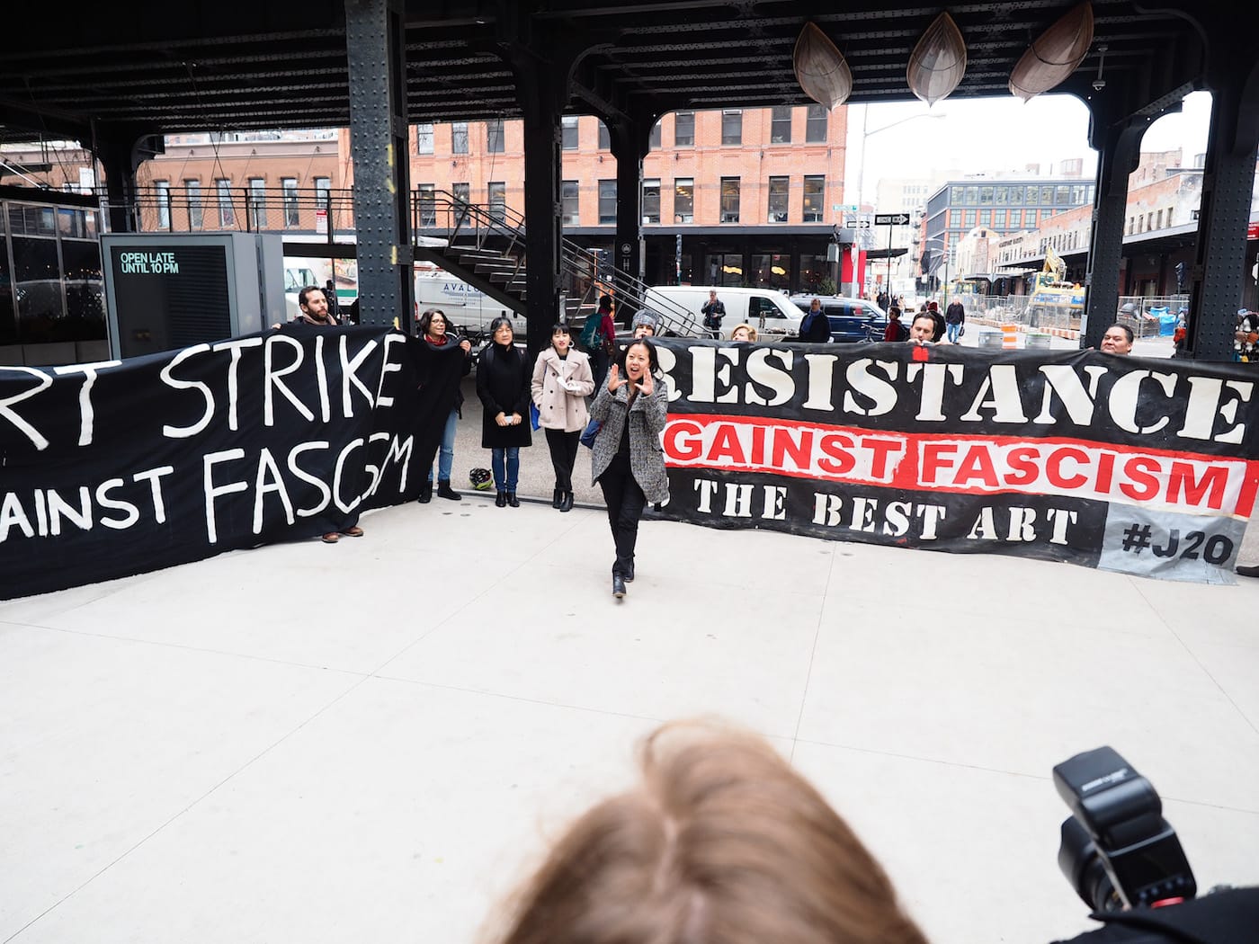 A rally outside the Whitney Museum on J20 2017