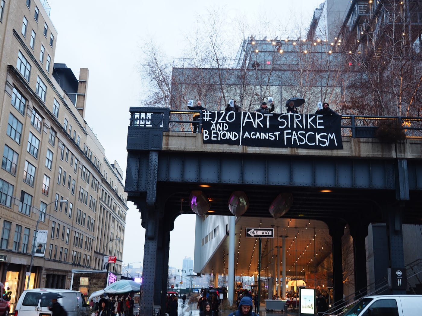 A rally outside the Whitney Museum on J20 2017