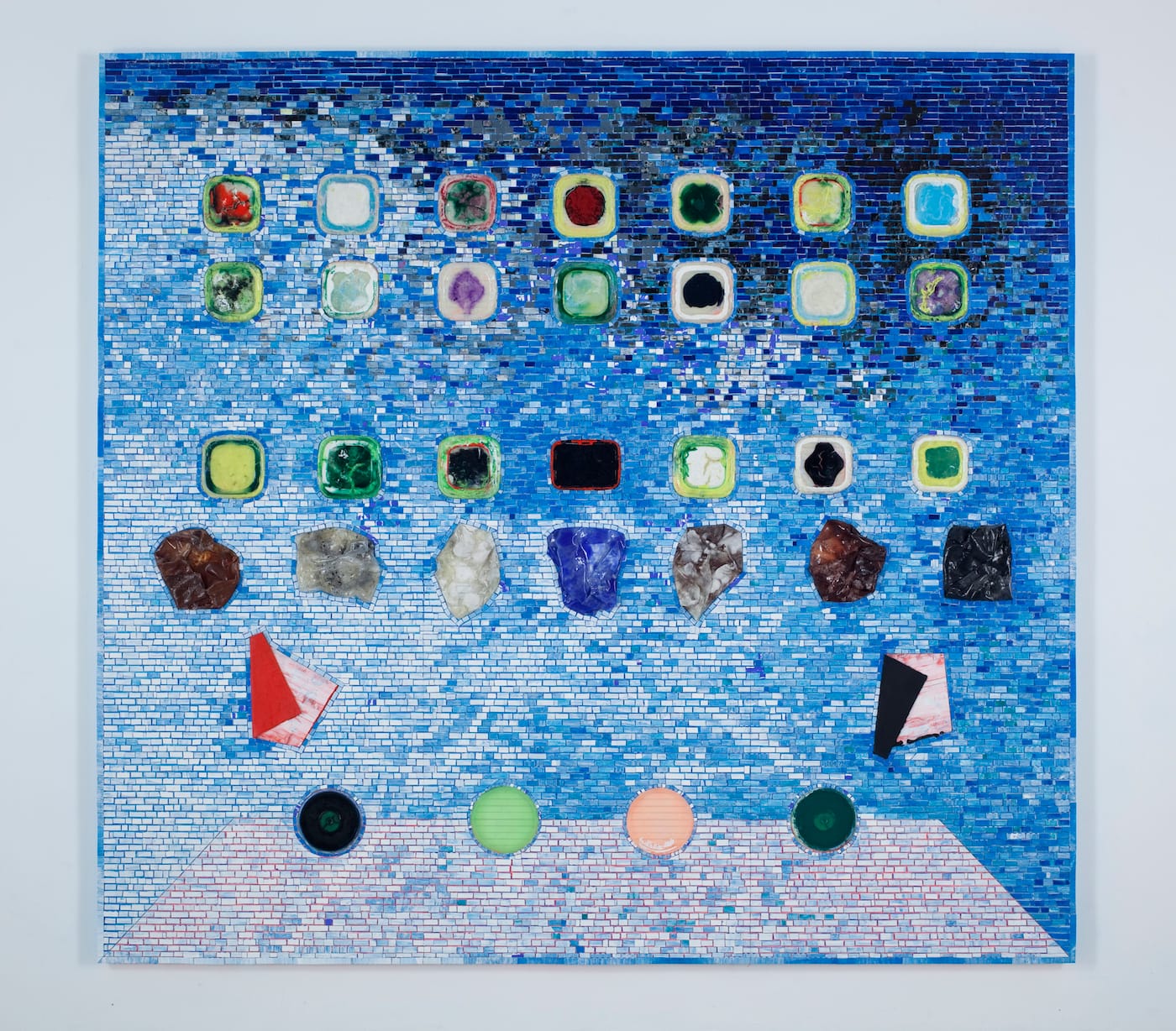 Jack Whitten, "Apps For Obama" (2011), acrylic on hollow core door, 84 x 91 in (© Jack Whitten, courtesy the artist and Hauser & Wirth)