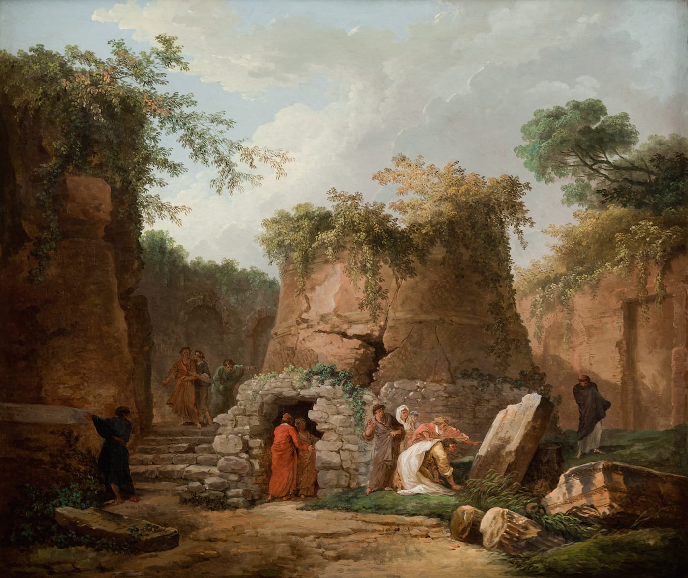 Hubert Robert, "The Tomb of Virgil at Posilipo, Near Naples" (1784), oil on canvas, 23 3/4 x 28 1/2 in, collection of La Salle University Art Museum (photo by Jack Ramsdale, courtesy La Salle University)