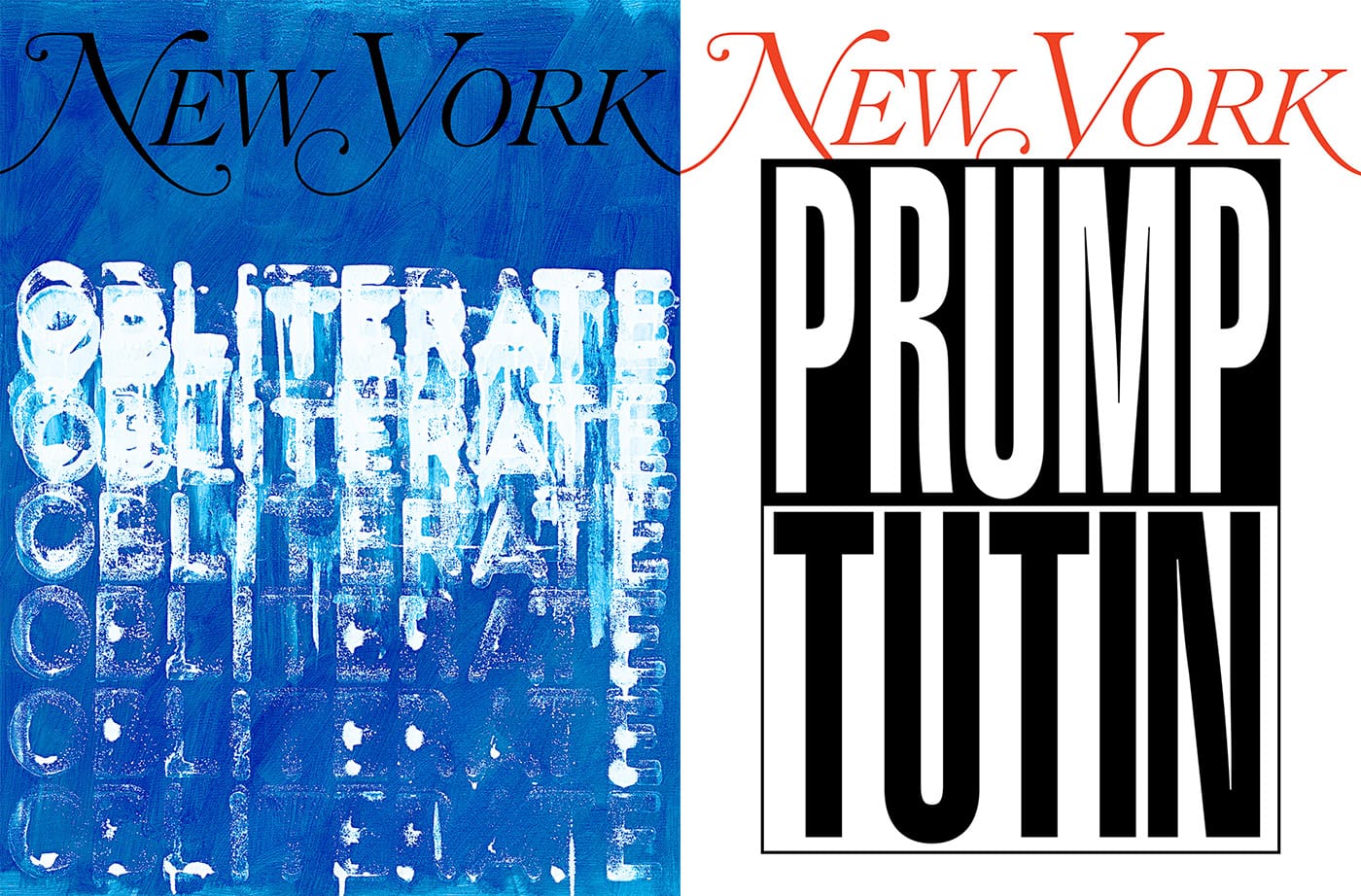 "My New York Artist Covers: Mel Bochner" (left), and "My New York Artist Covers: Barbara Kruger" (right)