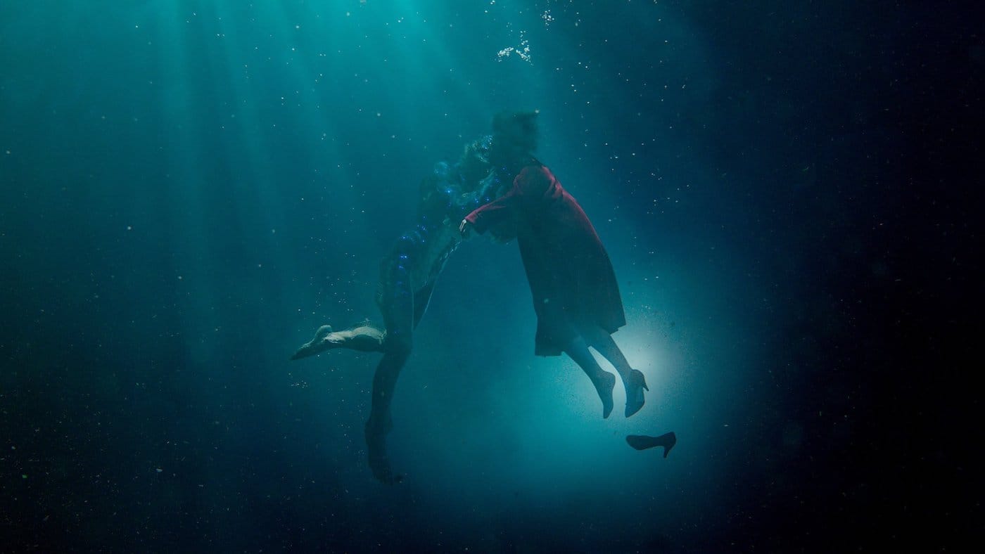 A scene from The Shape of Water, featuring Doug Jones and Sally Hawkins (courtesy Fox Searchlight Pictures)