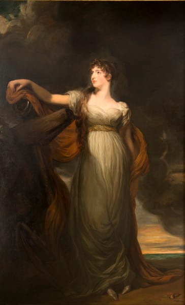 Thomas Lawrence, "Allegorical Portrait of Louisa, Countess of Sandwich, as 'Hope'" (ca late 18th century–early 19th century), oil on canvas, 92 1/4 x 56 3/4 in, collection of La Salle University Art Museum (via Wikimedia Commons)