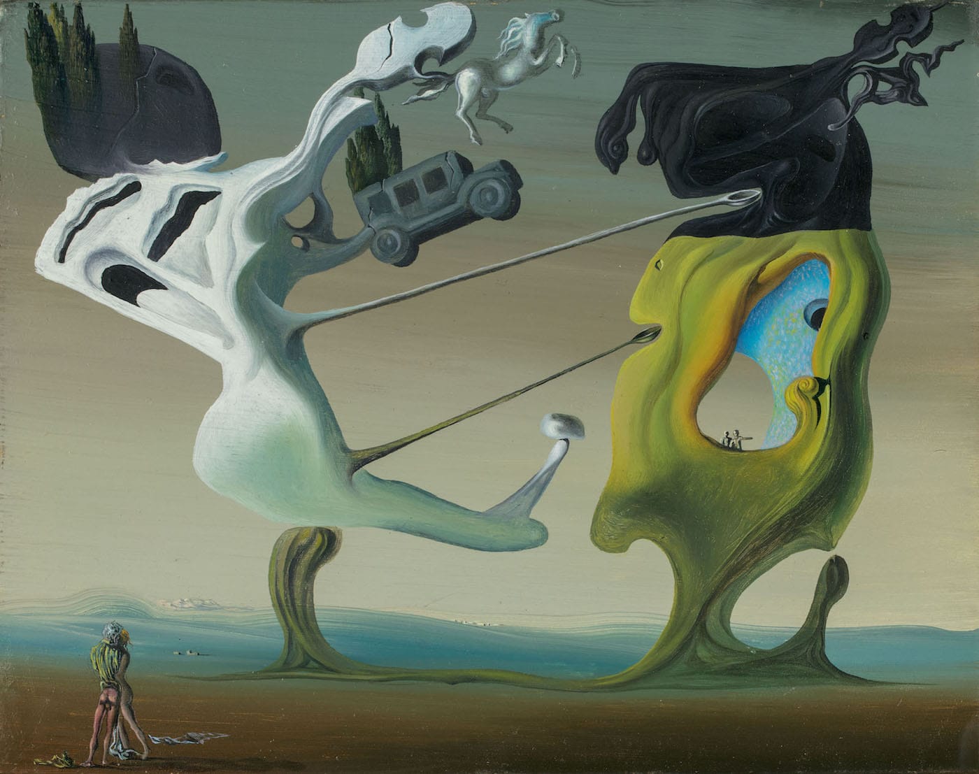 Salvador Dalí, “Maison pour érotomane” (ca 1932), oil on panel, 14 x 18 cm (image courtesy Sotheby's)