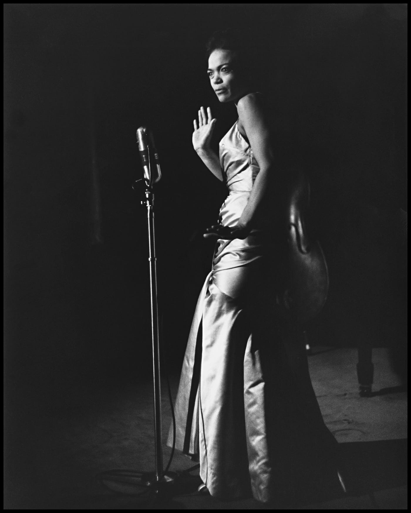 Gordon Parks, "Eartha Kitt Performs at the Blue Angel, New York, New York" (1952), gelatin silver print, 20 x 16 in, edition 1 of 15, + 3 APs