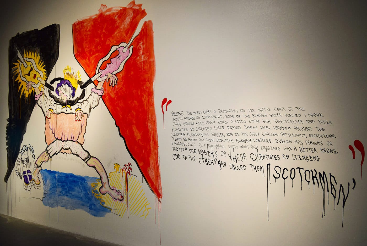 Hardeep Pandhal, "Black by Day, Red by Night (Mood Board)" (2018), spray paint, enamel, lead, and graffiti marker