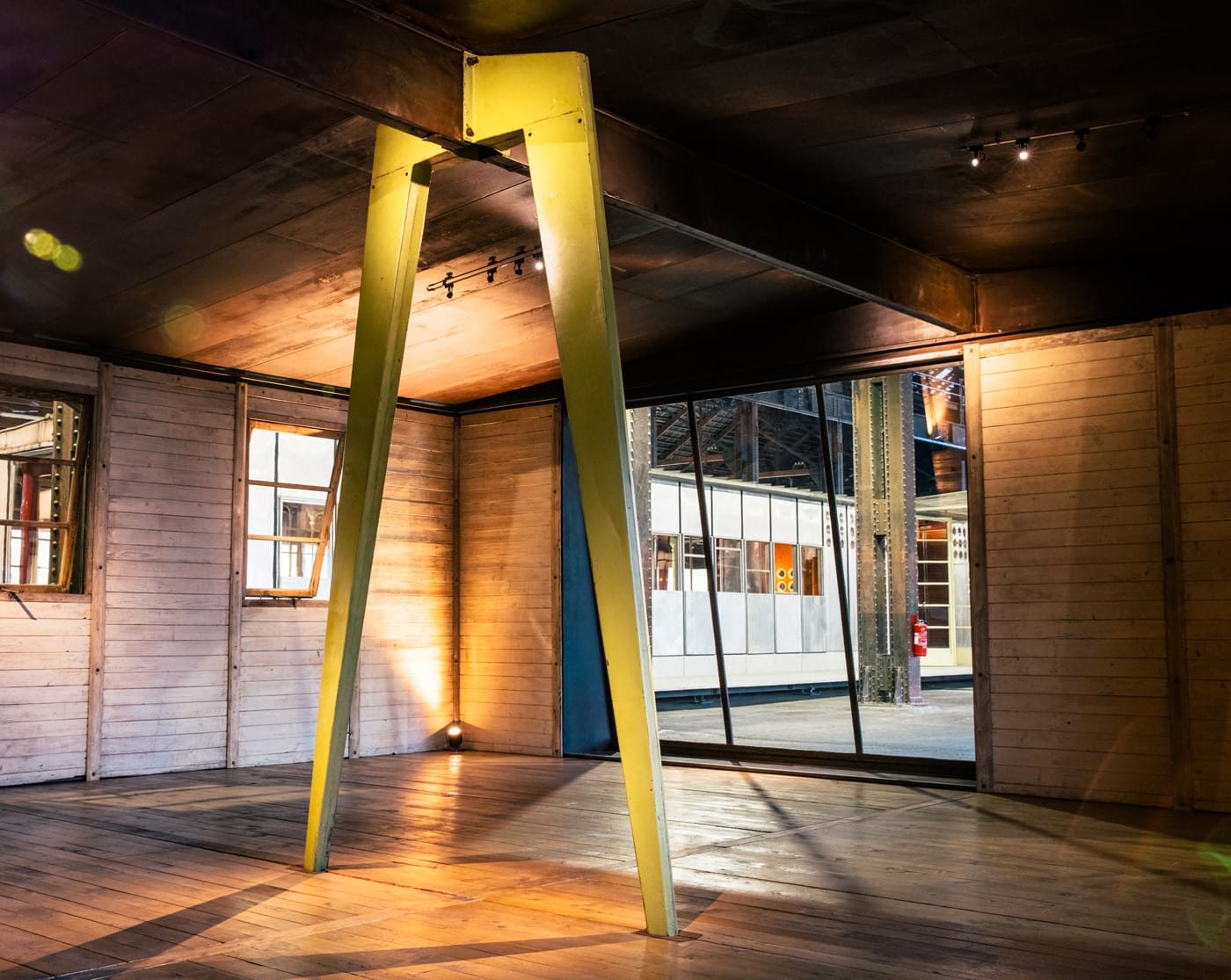 Installation view of Jean Prouvé: Architect for Better Days at LUMA Arles