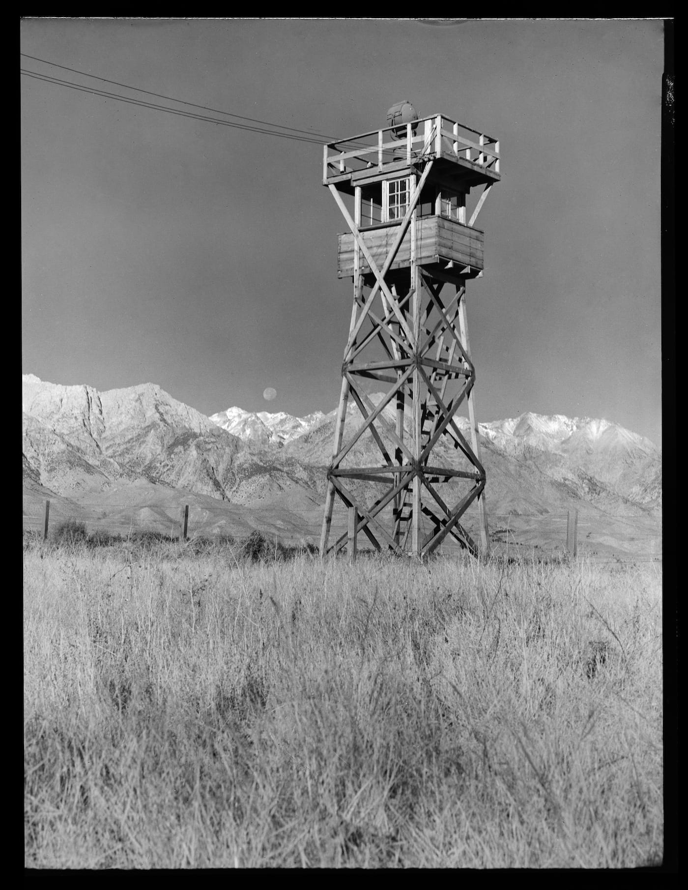 Toyo Miyatake, "Manzanar Watch Tower" (1944) (courtesy Toyo Miyatake Studio)