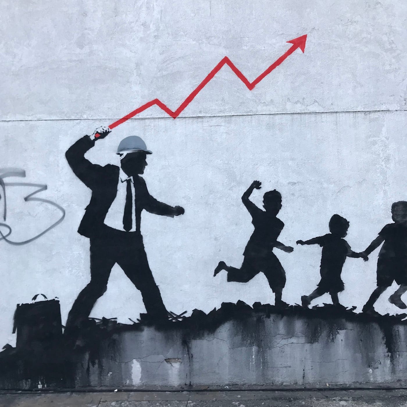 Detail of one of the new Banksy murals in Midwood, Brooklyn