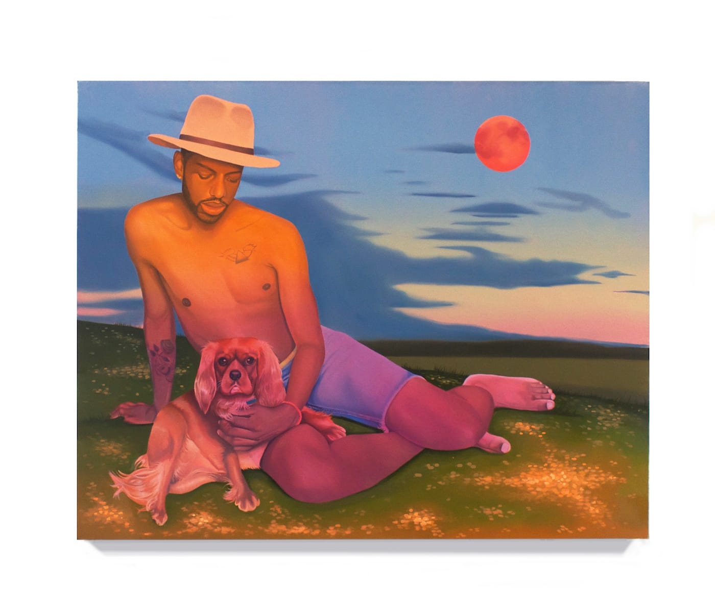 Danny Ferrell,"Moon Brothers" (2017), oil on canvas, 48 x 60 in (courtesy Galerie Pact)