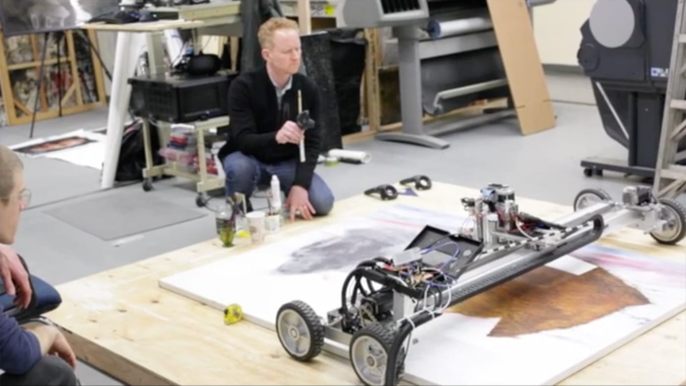 Barnaby Furnas working with Artmatr's technology (photo by John Romano, courtesy ArtMatr)