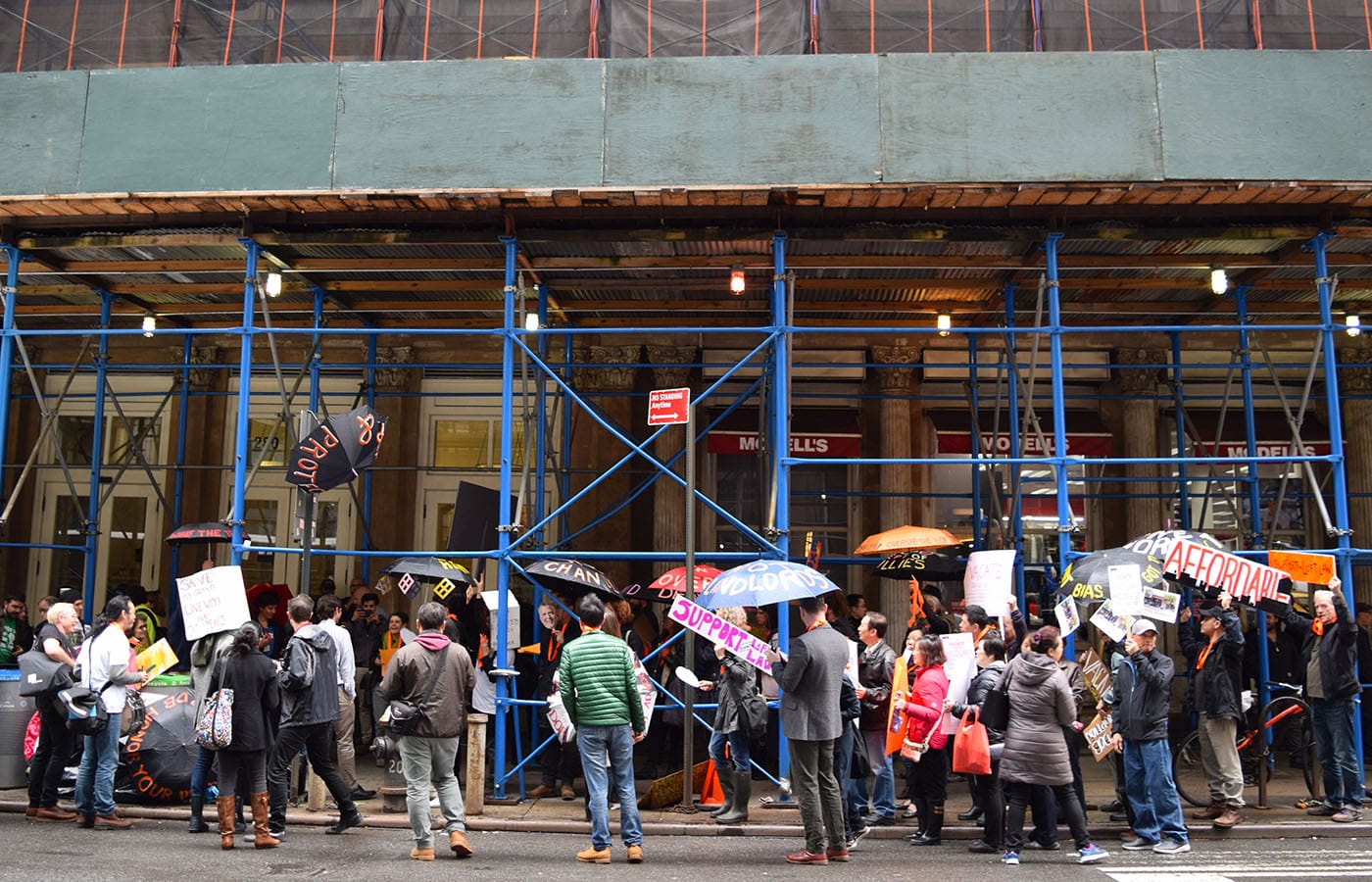Loft tenants protesting outside the offices of the New York City Department of Buildings at 280 Broadway