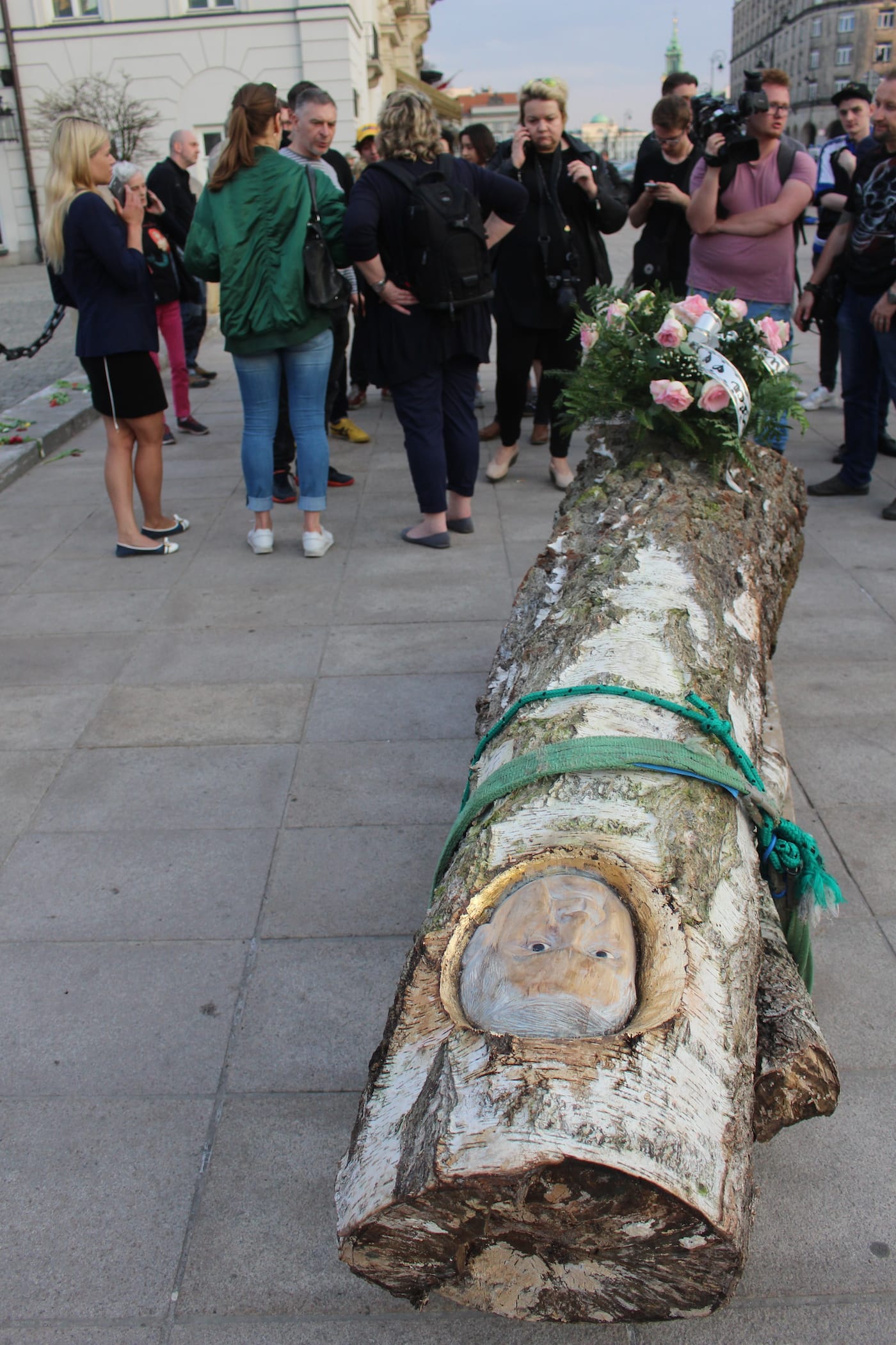Pawel Althamer's sculpture for Lech Kaczyński in front of the Presidential Palace in Warsaw, Poland