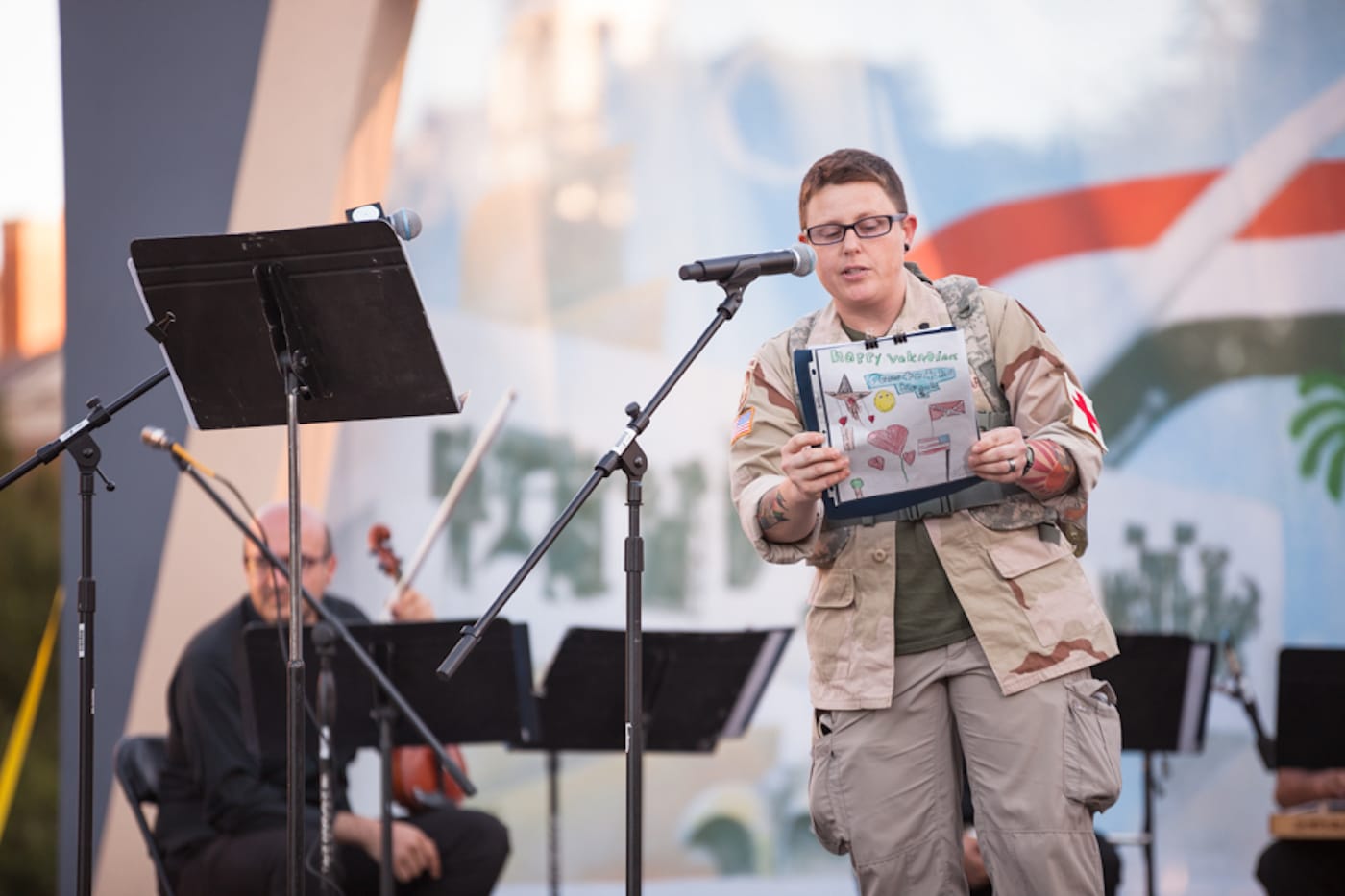 Gin Mcgill-Prather speaking at the July 30 live performance for Radio Silence