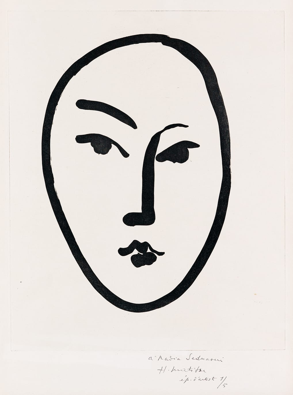 Henri Matisse, "Grand Masque" (1948), aquatint, 17 x 13 5/8 in (courtesy Swann Auction Galleries)