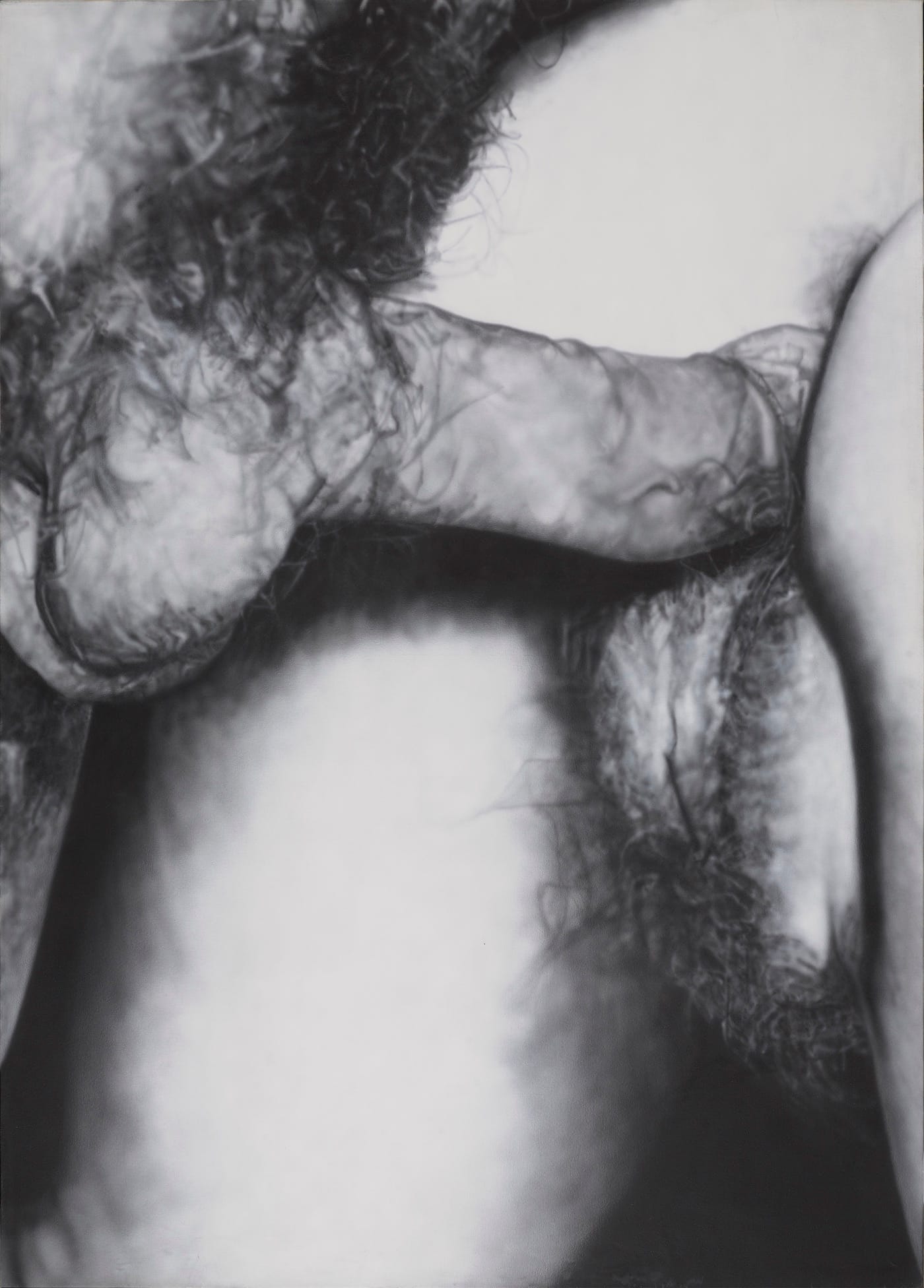 Betty Tompkins, "Fuck Painting #6" (1973), acrylic on canvas, 84 x 60 in, Brooklyn Museum, gift of Robert Gober and Donald Moffett (© Betty Tompkins)