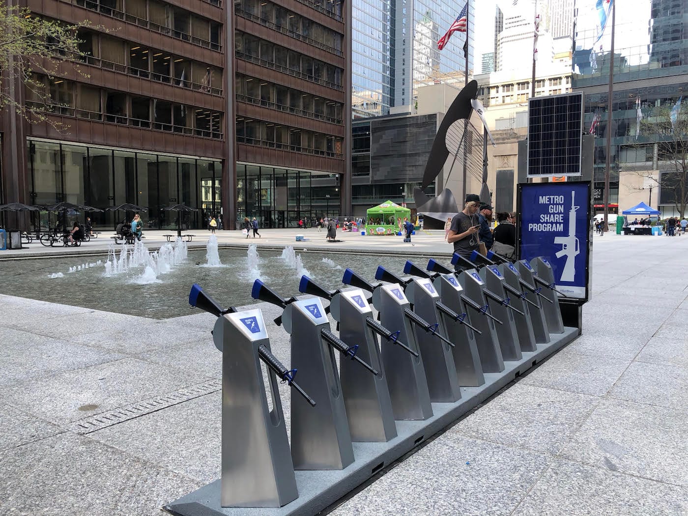 The "Metro Gun Share Program" station in Daley Plaza, Chicago