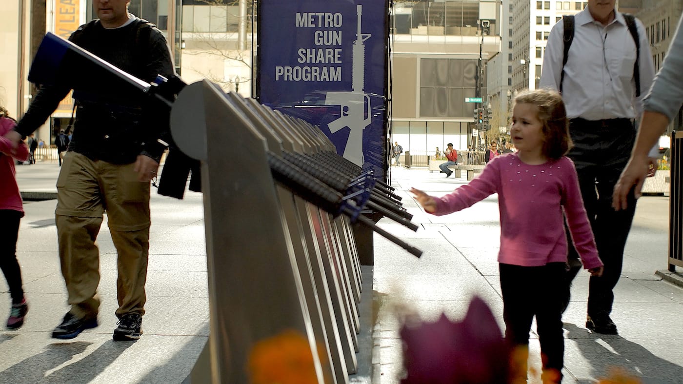 The "Metro Gun Share Program" station in Daley Plaza, Chicago (all photos courtesy The Escape Pod)