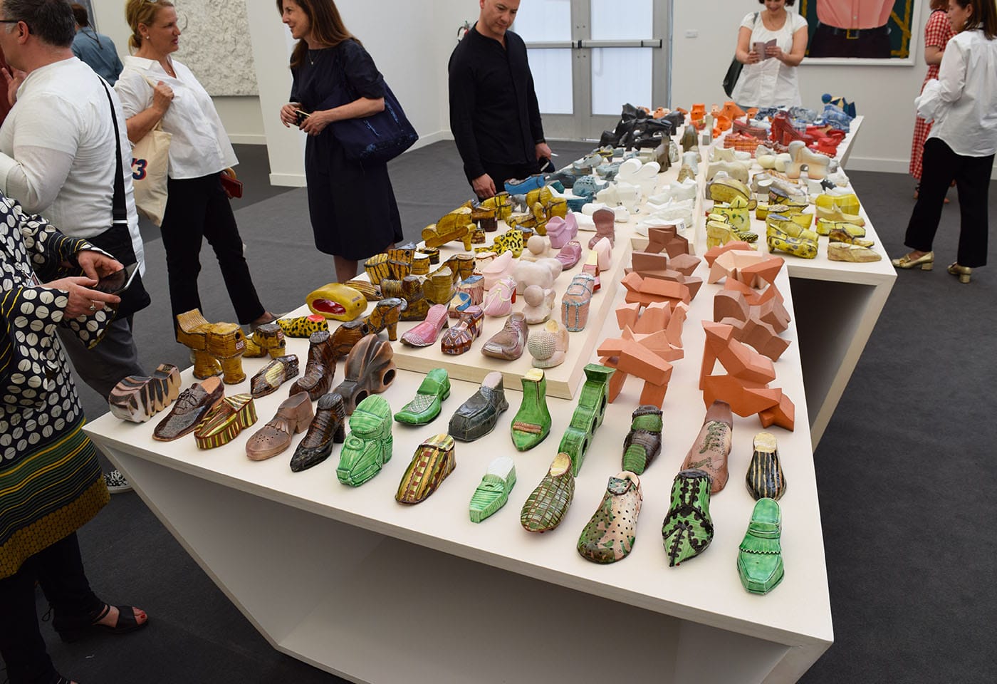 Ann Agee, "Hand Warmers" (2017–18) in the PPOW Gallery booth at Frieze New York