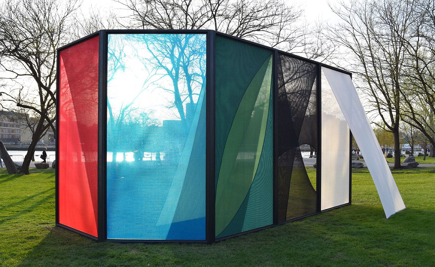 "Shady" (2018) by Frieze Artist Award winner Kapwani Kiwanga in the outdoor area at Frieze New York