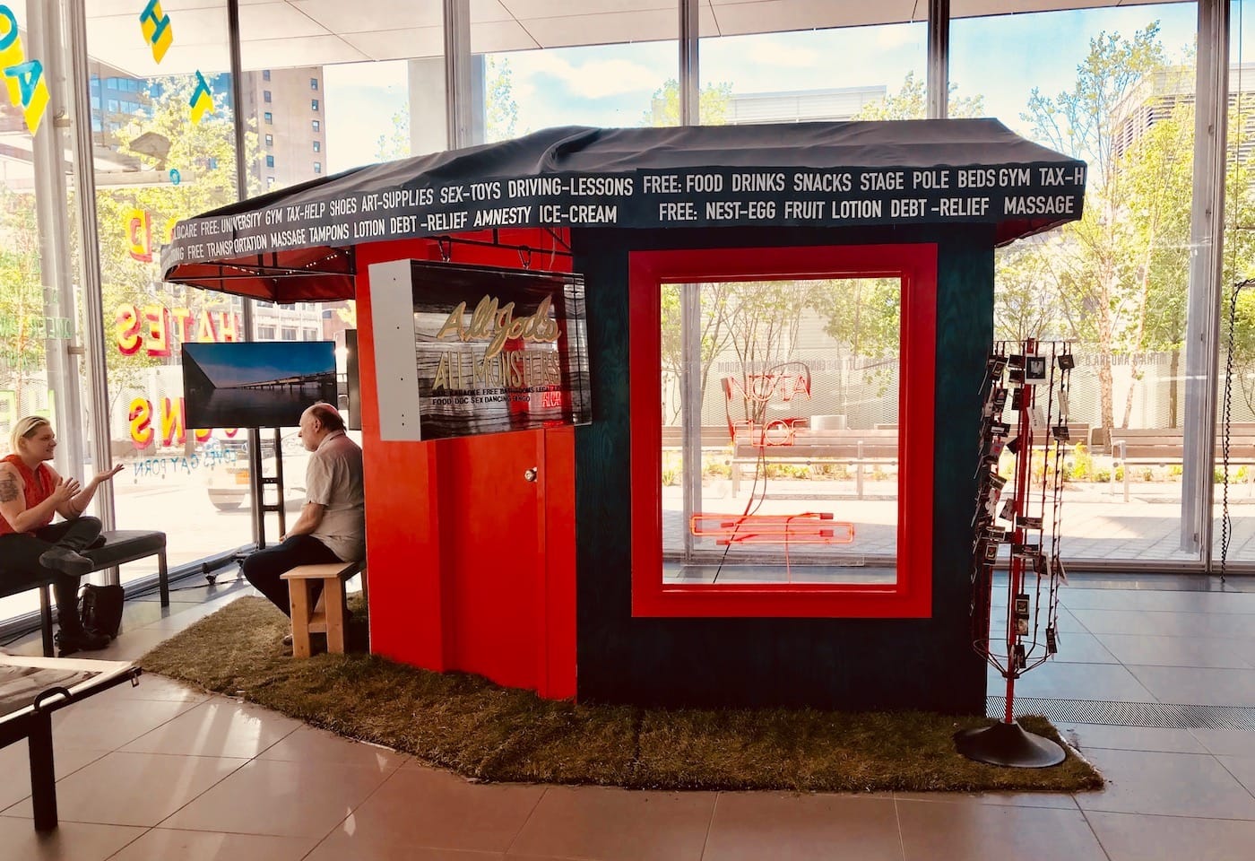 Installation view of the 2018 Columbia Visual Arts MFA Thesis exhibition at the Wallach Art Gallery (photo by Zachary Small for Hyperallergic)