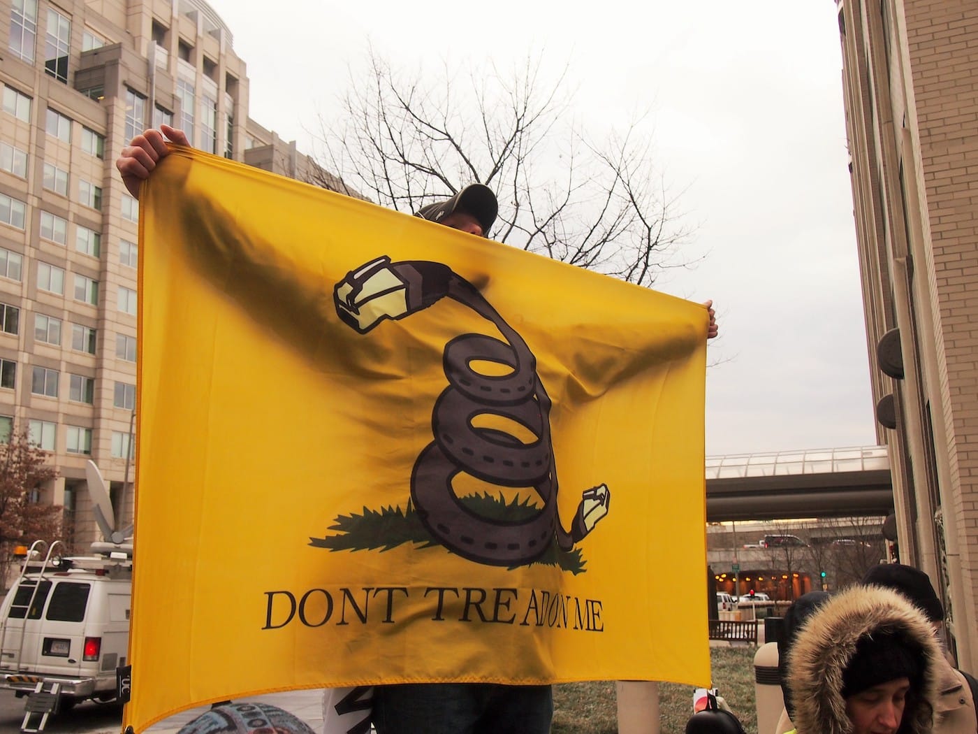 A net neutrality rally in Washington, DC in December 2017 (photo by Slowking4, via Wikimedia Commons)