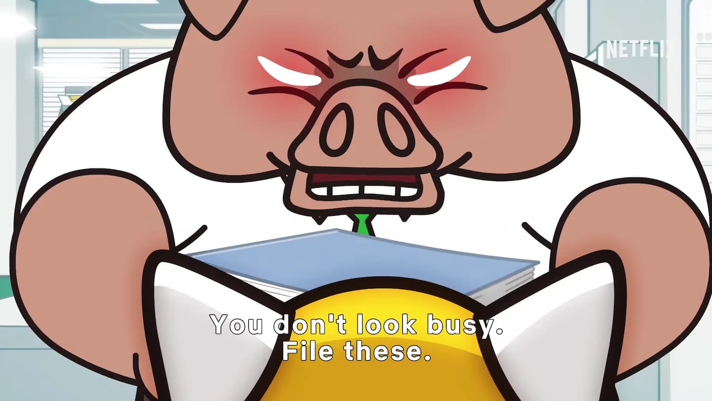 A scene from Aggretsuko