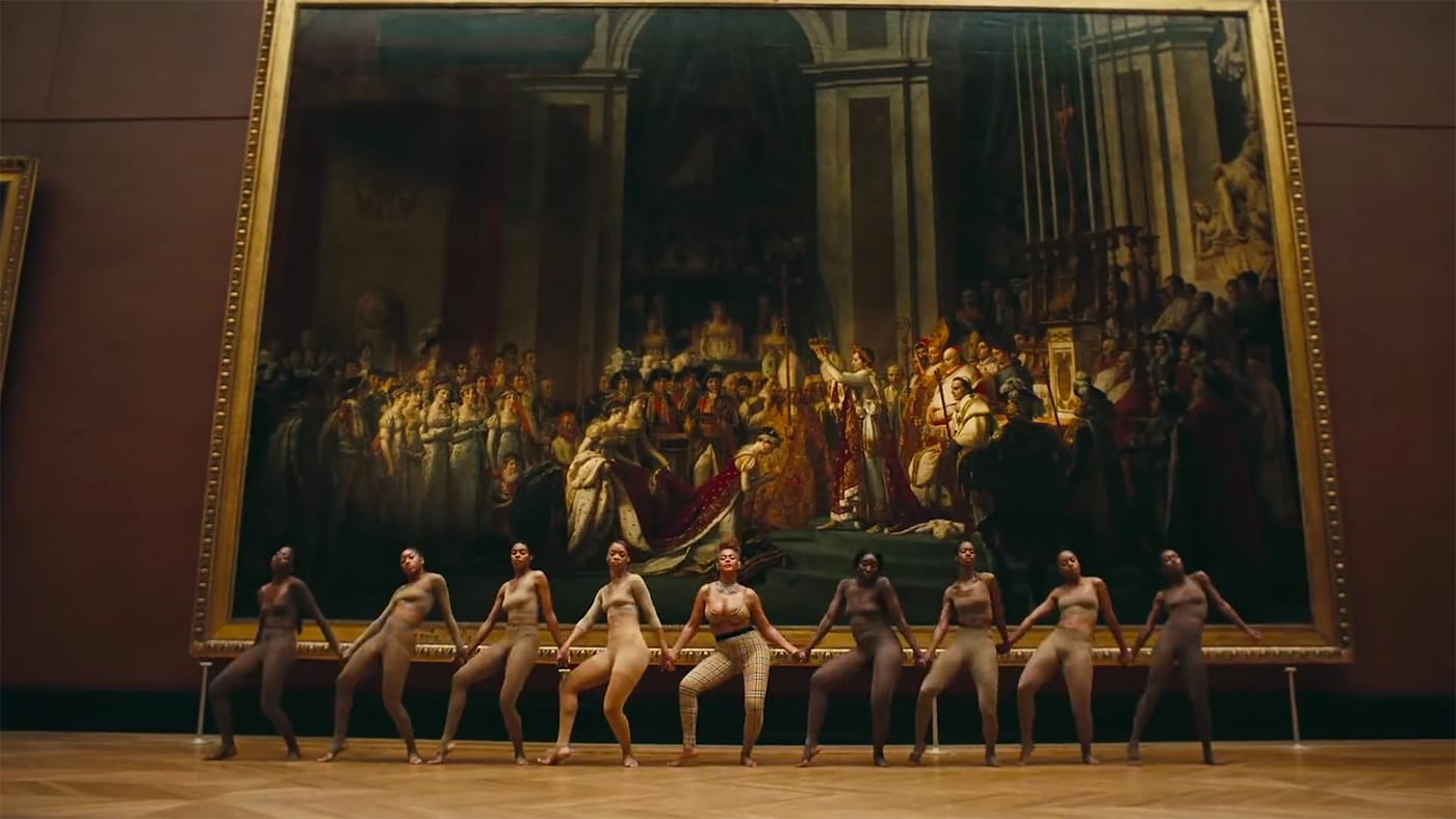 Beyoncé and her dancers in front of Jacques-Louis David’s "Coronation of Napoleon"