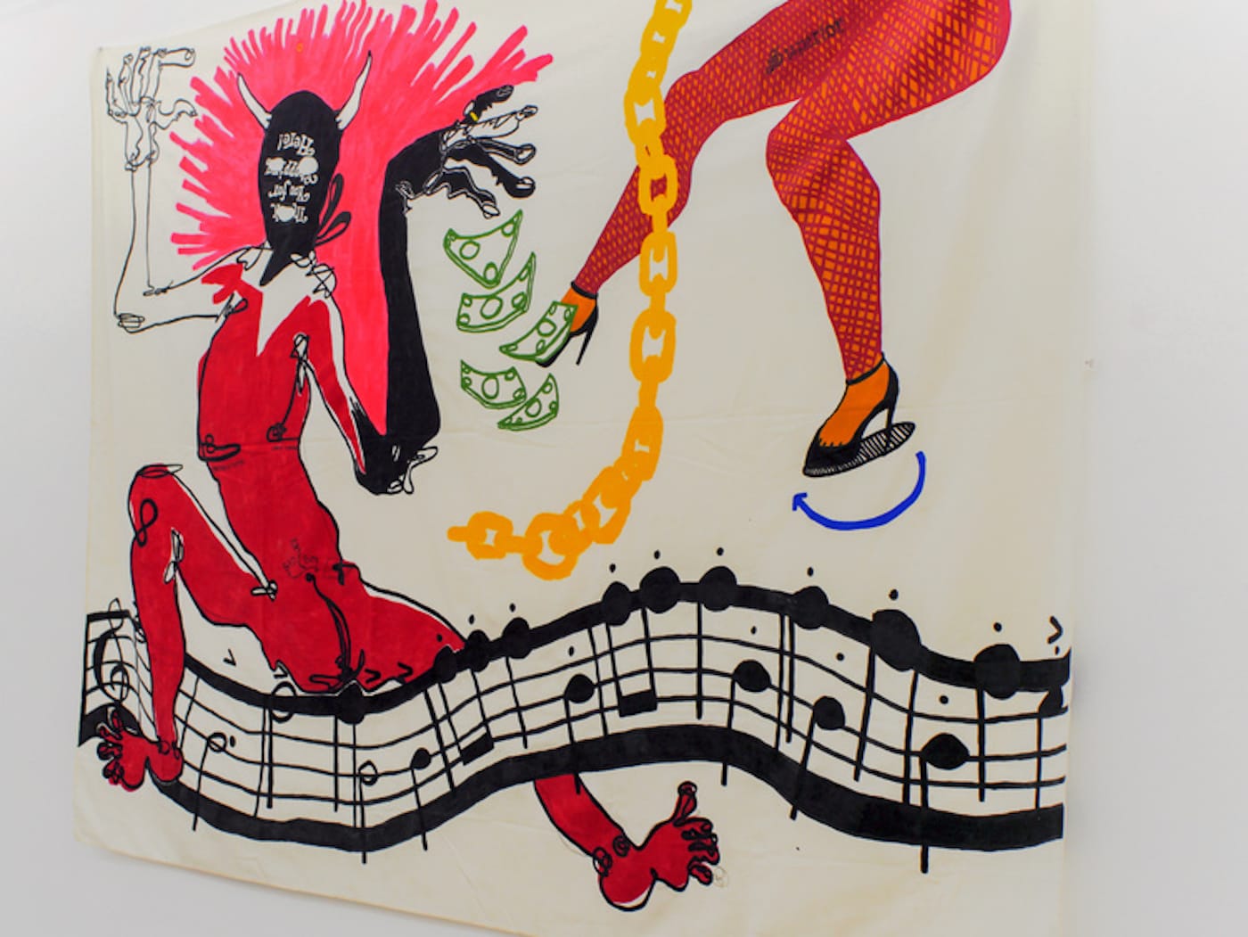 Ginssiyo Apara, "Can't afford to be afraid of our own people anymore, man" (2017), acrylic on polyester (all images courtesy HOUSING, unless indicated otherwise)