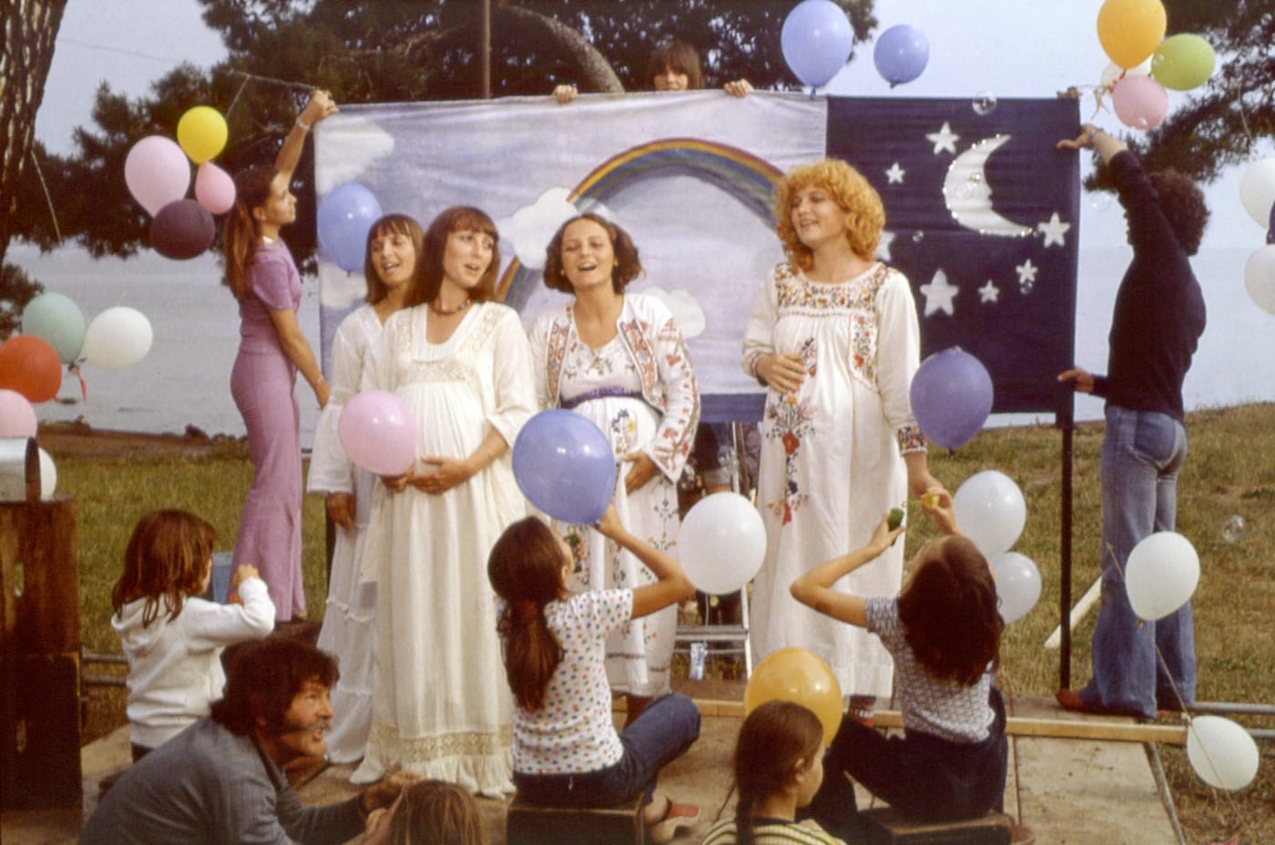 The Orchidée trio featuring Valérie Mairesse (far right) in One Sings, the Other Doesn't (Agnès Varda, 1977)