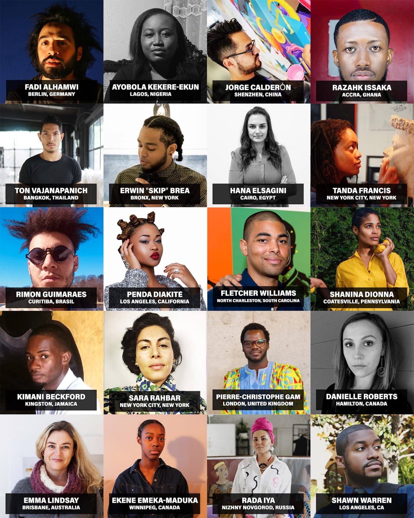 The winners of the Dean Collection 20 St(art)ups grants (courtesy the Dean Collection)