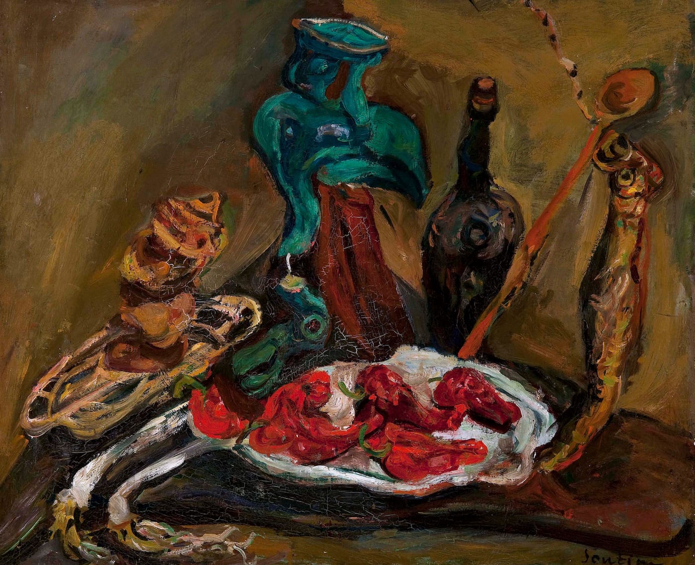 Chaim Soutine, "Fish, Peppers, Onions" (ca 1919), oil on canvas (courtesy Barnes Foundation, Philadelphia, Pennsylvania)