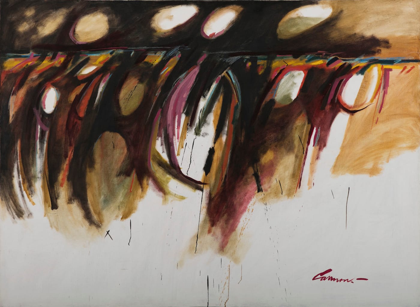 T.C. Cannon, "Revelation of Standing Sun" (1966), oil on canvas (photo by Addison Doty, Institute of American Indian Arts)