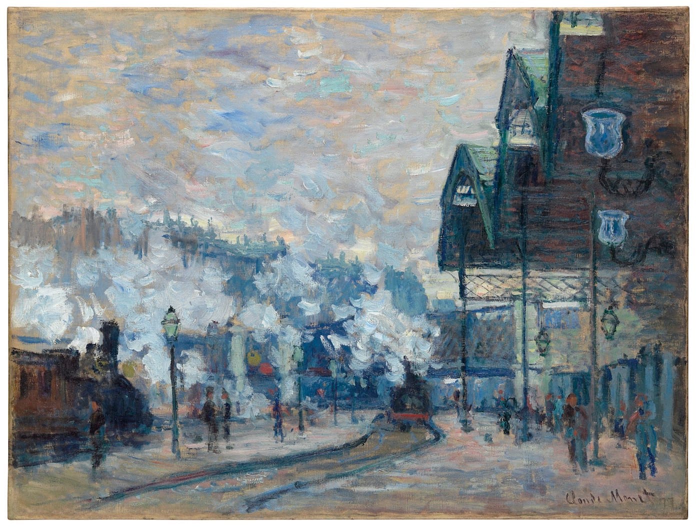 Claude Monet, "La Gare Saint-Lazare, vue extérieure" (1877), oil on canvas, 23 3/4 x 31 5/8 in, sold for £24,983,750 ($32,828,648) at Christie's London evening sale of Impressionist and Modern Art on June 20, 2018 (image courtesy Christies Images Ltd. 2018)