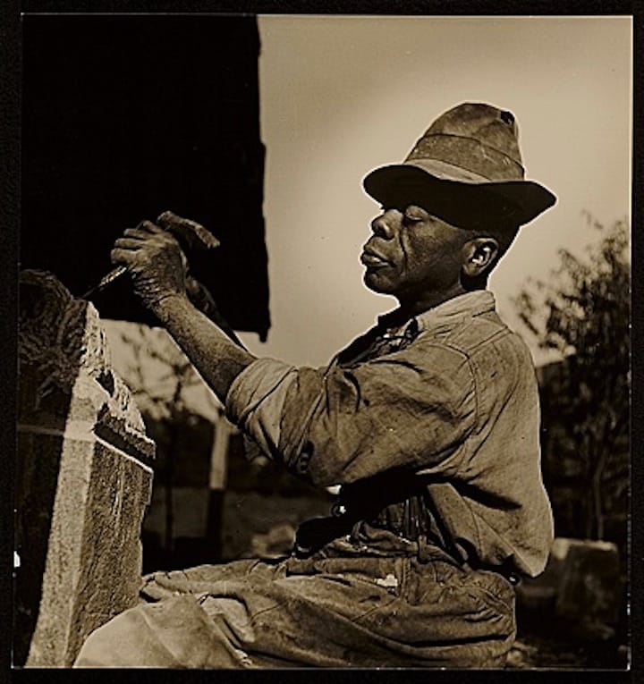 Louise Dahl-Wolfe, "William Edmonson at work" (1937), Archives of American Art (via Wikimedia Commons)