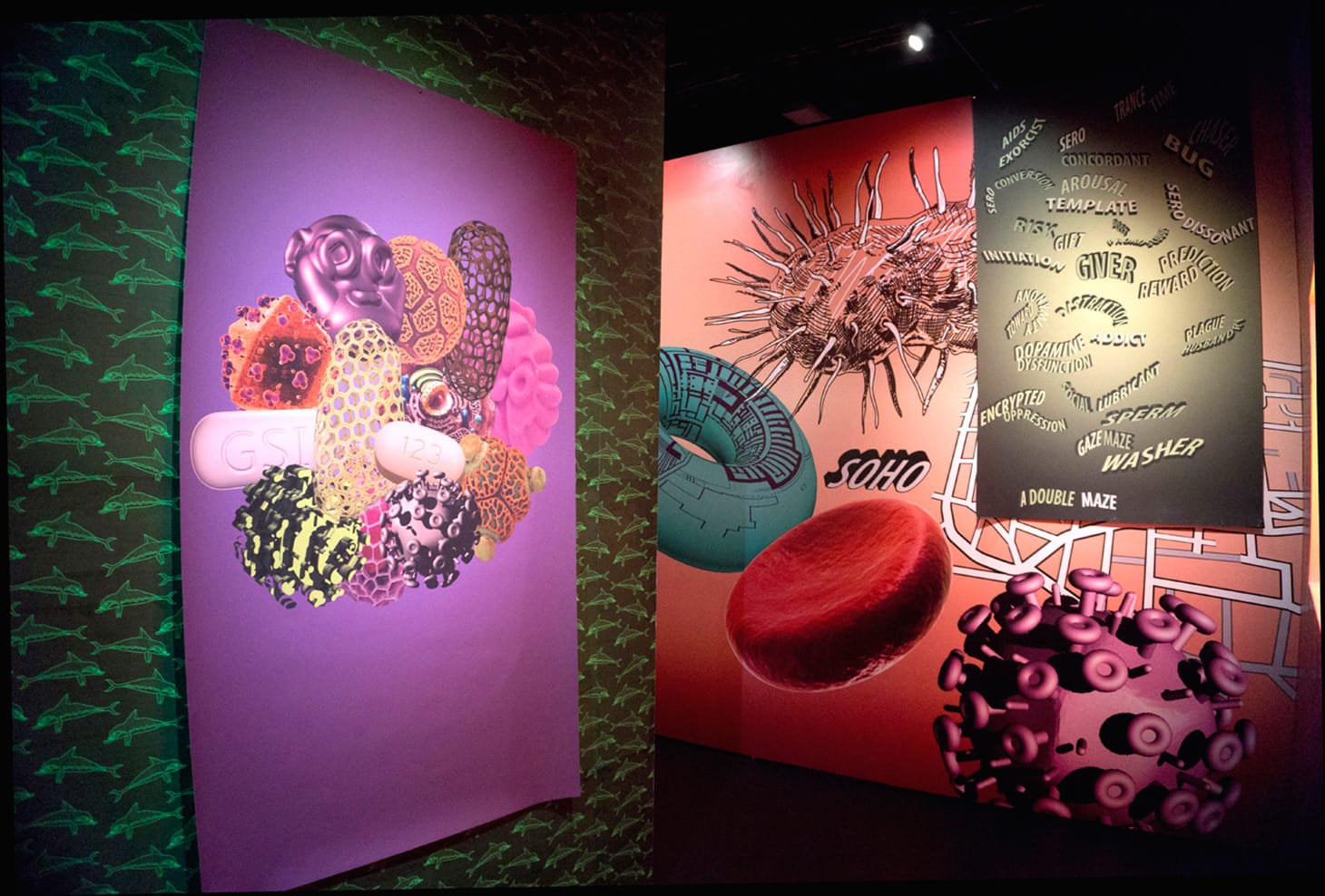 John Walter, <em>Alien Sex Club</em>, two drawings from Big Book- mixed media, 120-150 cm.