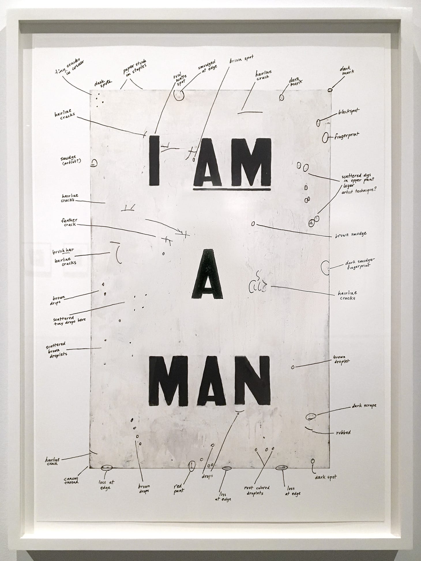 Glenn Ligon, “Condition Report,” (2000), Iris print, screenprint, 32 x 22.75 inches (only right panel pictured) © Glenn Ligon; Courtesy of the artist, Luhring Augustine, New York, Regen Projects, Los Angeles, and Thomas Dane Gallery, London. Collection of the artist.
