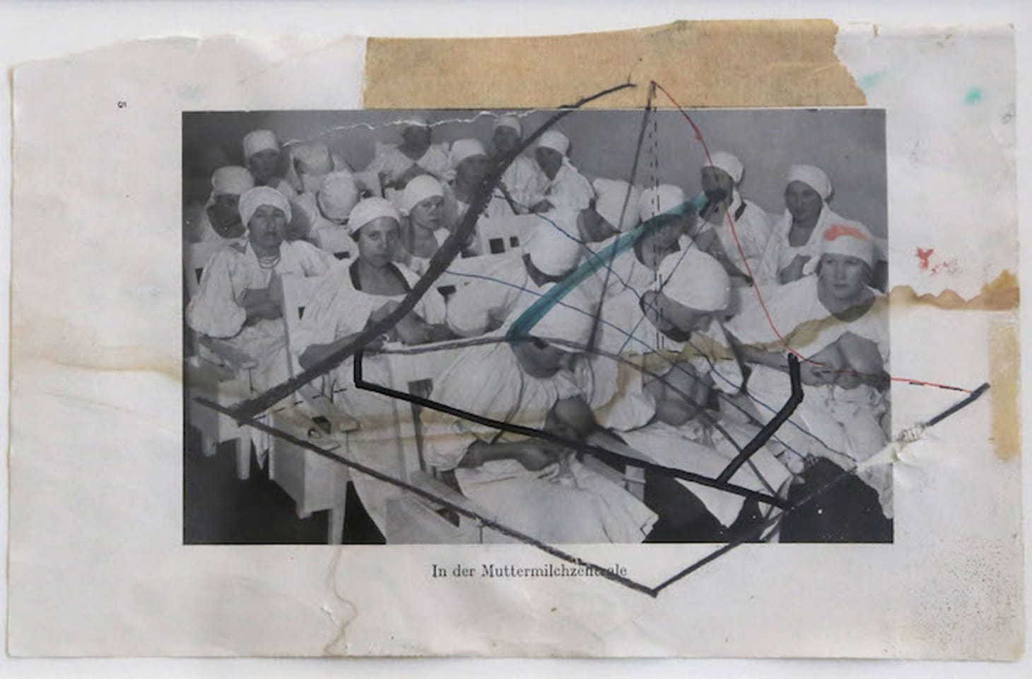 Martin Kippenberger, "In der Muttermilchzentrale" (1985), watercolor, pencil, and ballpoint pen on paper, 5 1/5 x 8 2/5 in. (image courtesy of Mana Contemporary)