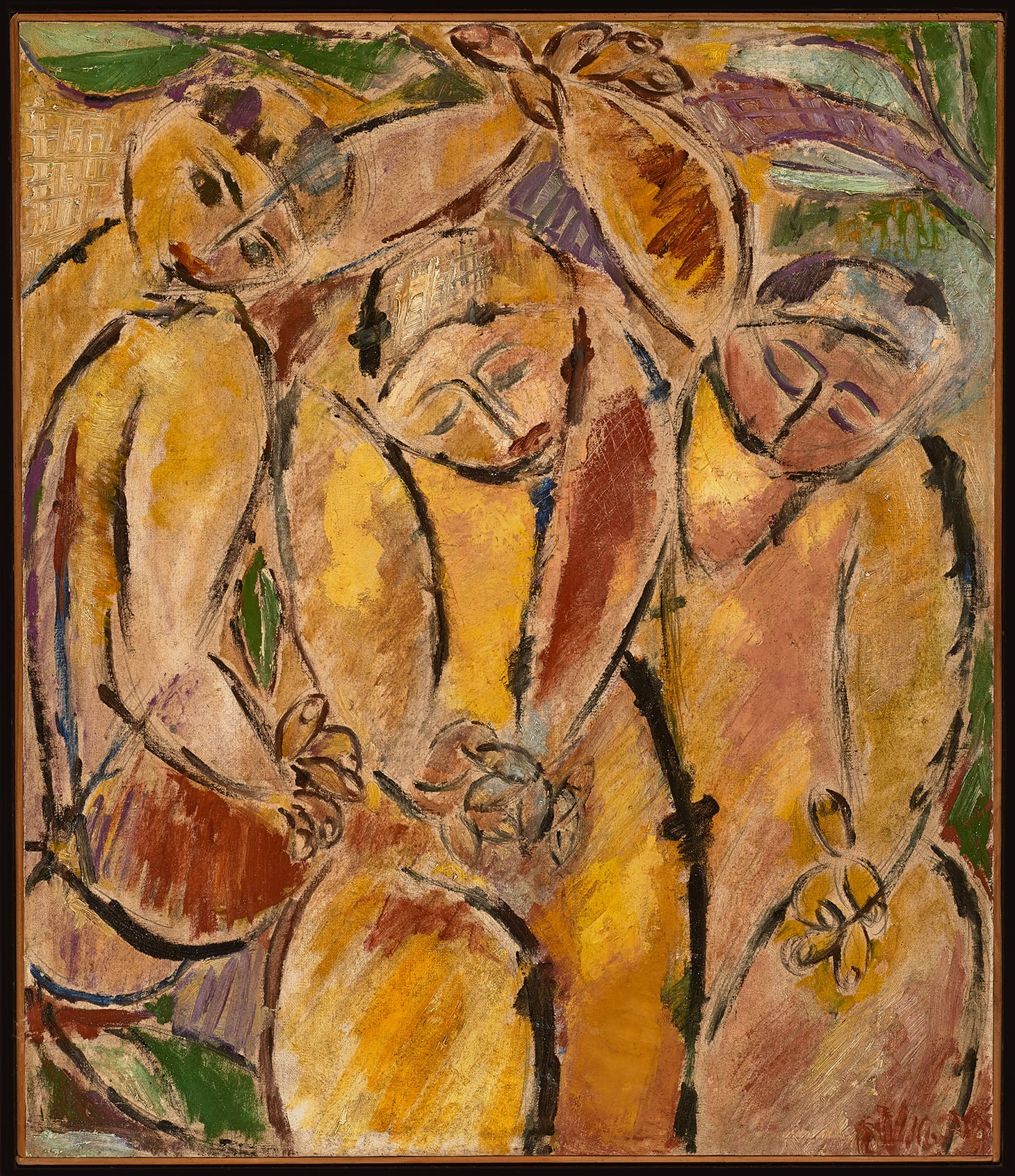 Oswaldo Vigas, "Tres figuras en amarillo (Las Tres Gracias)" (1948), oil on canvas, 26.1 x 22.2 inches (image courtesy of the Oswaldo Vigas Foundation)