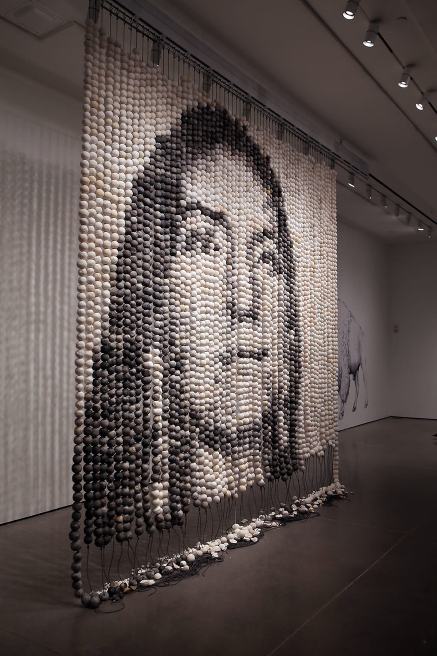 Installation view of Cannupa Hanska Luger’s “Every One” from the Galleries of Contemporary Art at University of Colorado, Colorado Springs