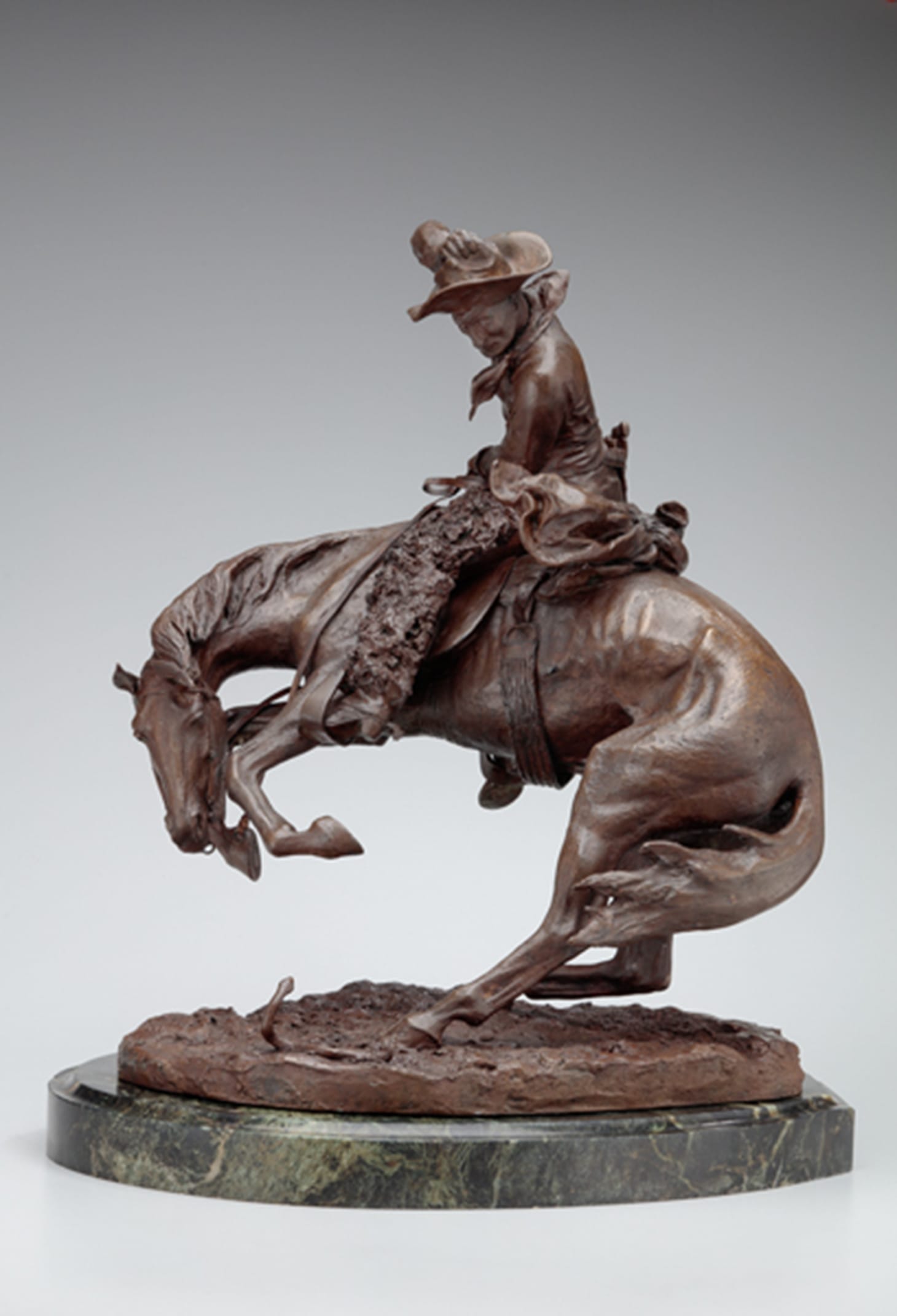 Frederic Remington, "The Rattlesnake" (1906), bronze, 23 1/8 x 17 3/4 x 14 1/2 in, collection of the Newark Museum, Gift from the Charles A. Serventi Collection, 2017 (image courtesy of the Newark Museum)