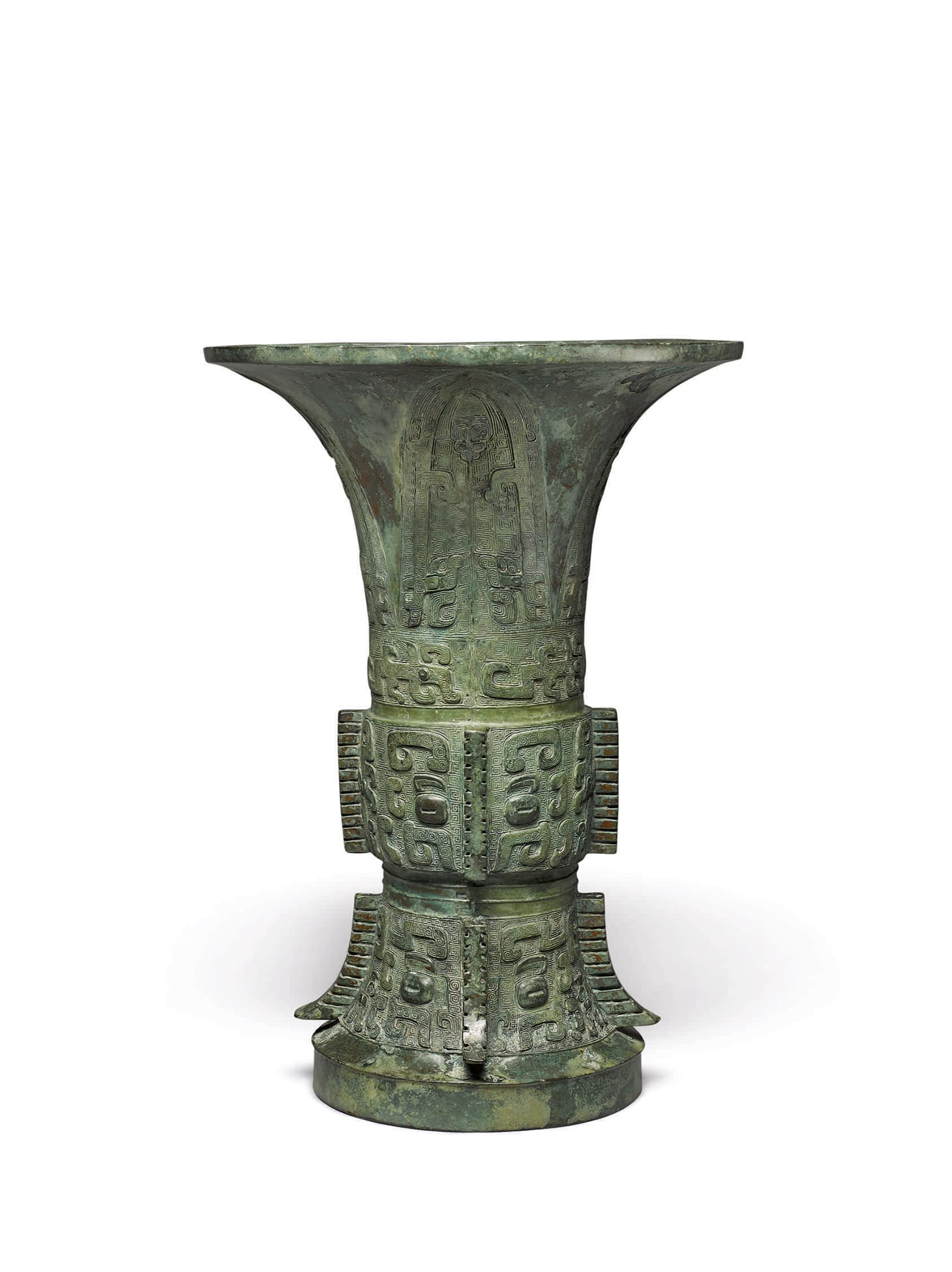 An Archaic Bronze Ritual Vessel (Zun), Shang Dynasty, Yinxu Period, height 13 5/8 inches (image courtesy Sotheby's)